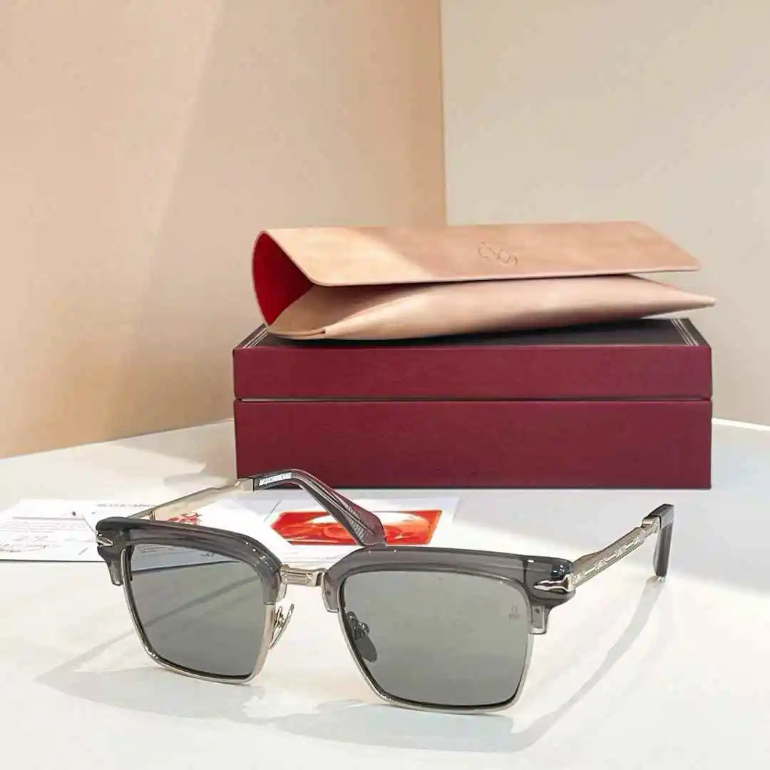 jacques marie mage ALIN vintage half rim sunglasses alloy acetate retro style