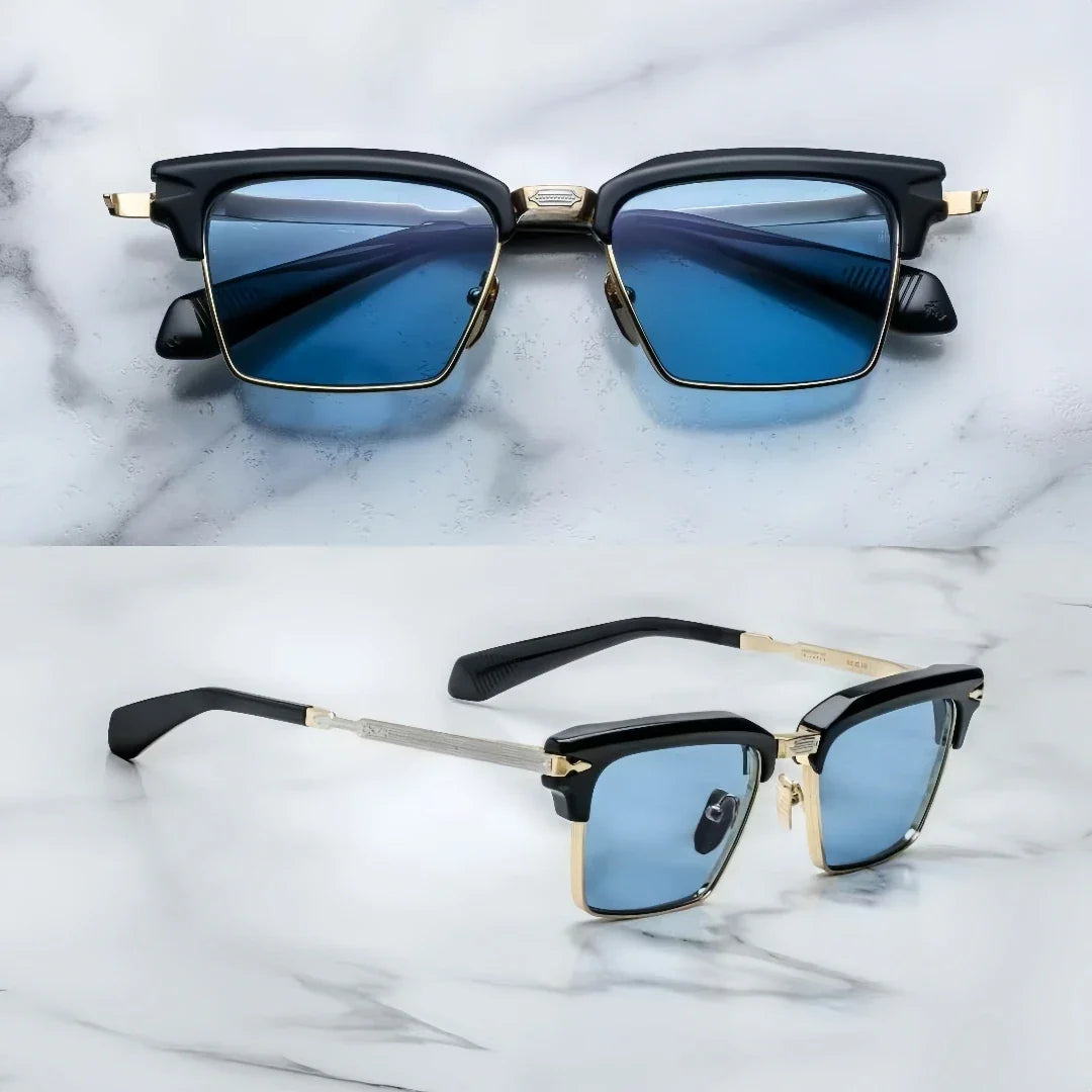 jacques marie mage ALIN vintage half rim sunglasses alloy acetate retro style