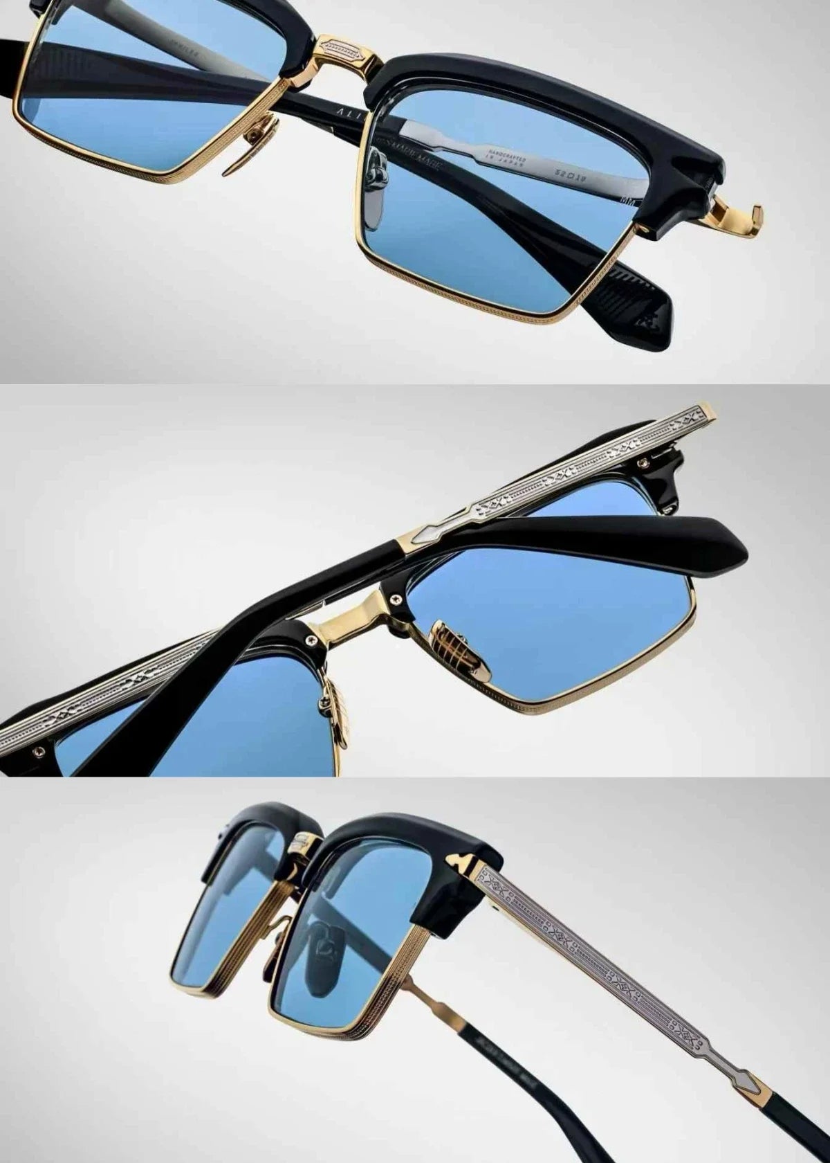 jacques marie mage ALIN vintage half rim sunglasses alloy acetate retro style