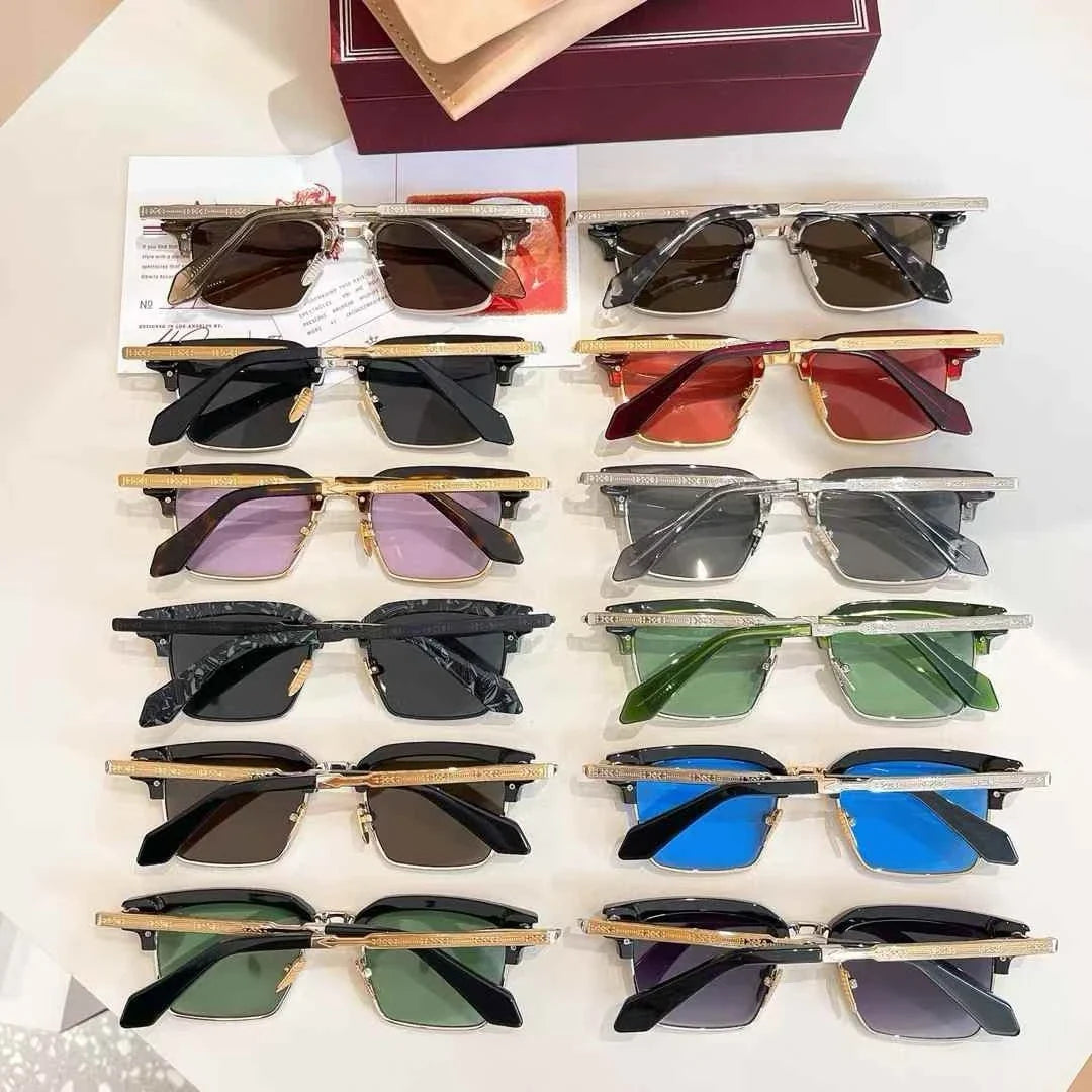 jacques marie mage ALIN vintage half rim sunglasses alloy acetate retro style