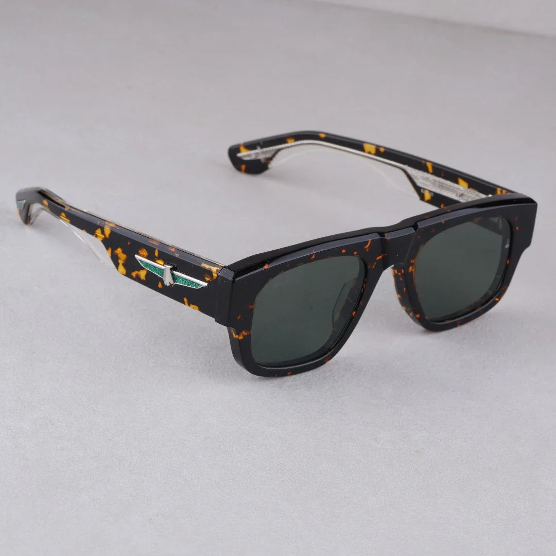 Jacques Marie Mage,THUNDERCLOUD thick solid acetate square Design sunglasses