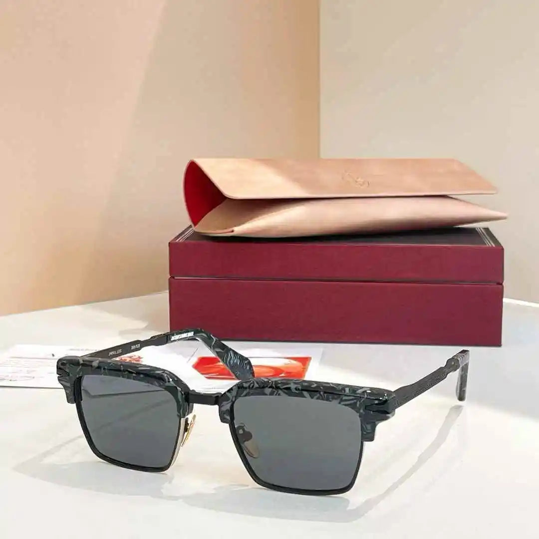 jacques marie mage ALIN vintage half rim sunglasses alloy acetate retro style