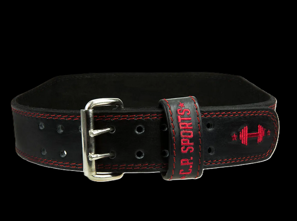 Gewichthebergürtel - Leder - Schwarz Rot C.P. Sports - T901