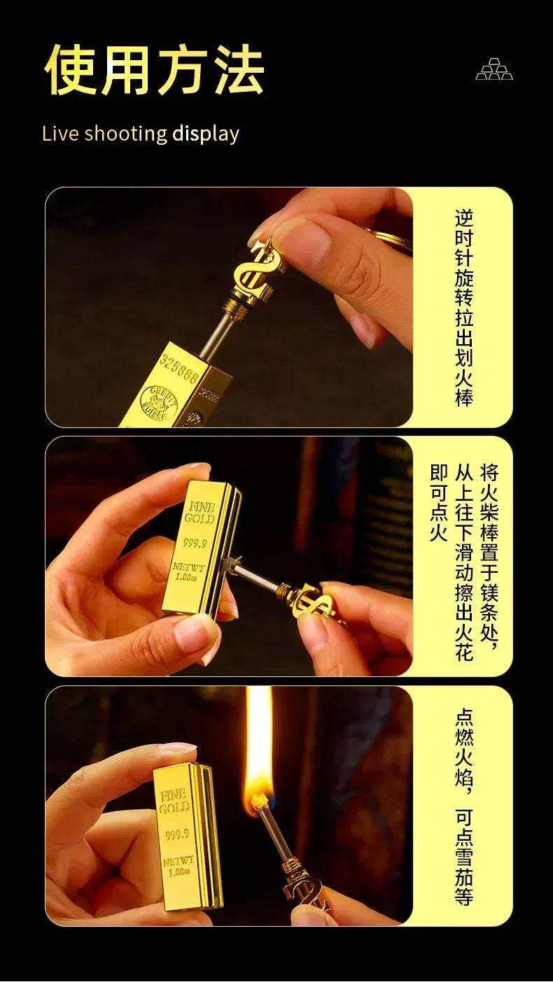 Goldbarren-Feuerzeug – Winddicht & Stylisch