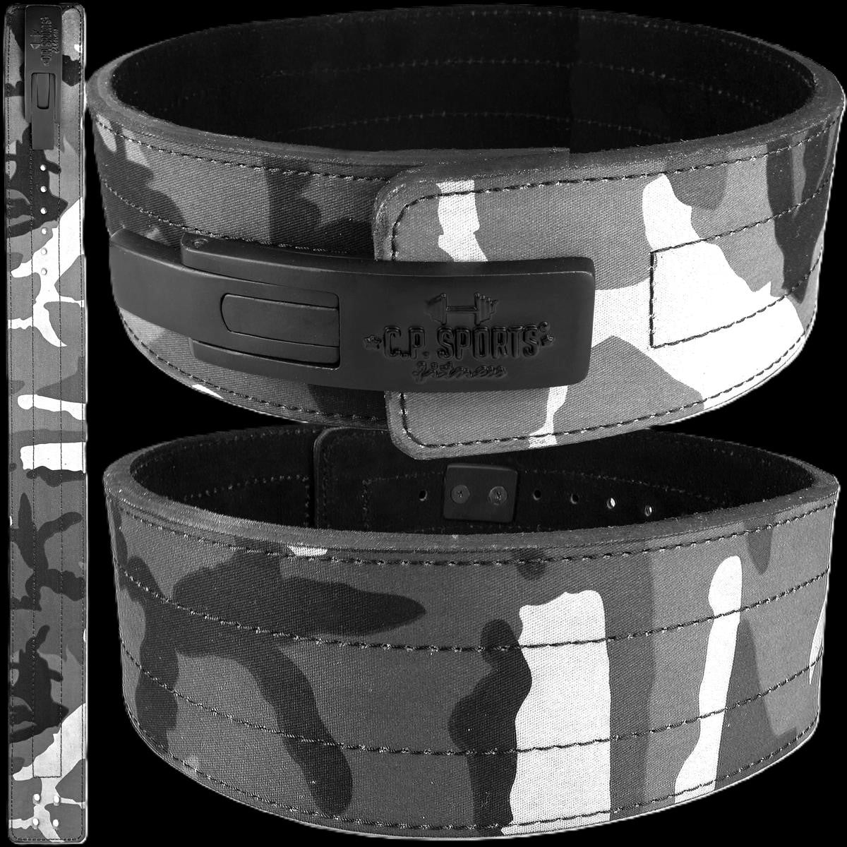 Profi Powerlifting-Gürtel mit Powerschnalle - Camouflage Weiß - C.P. Sports T9