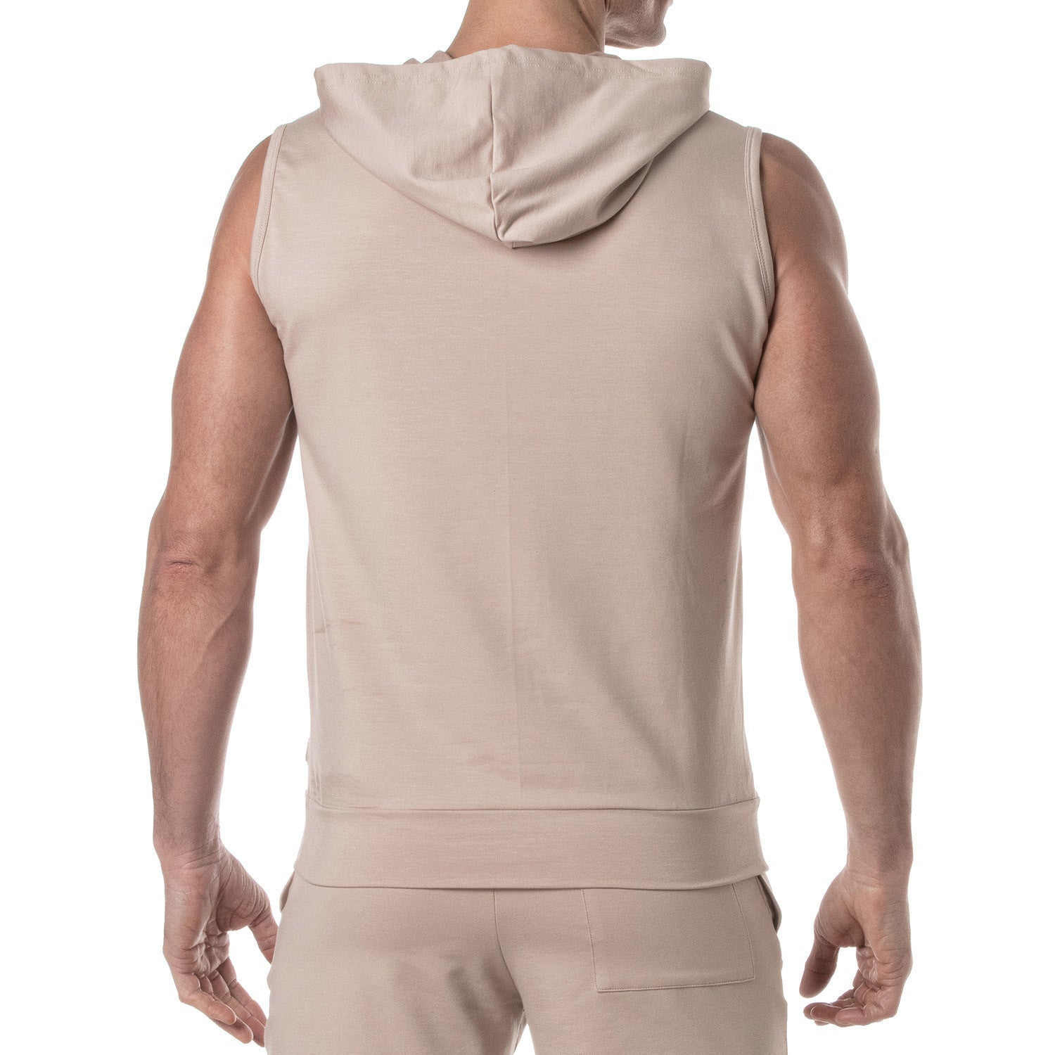 Ärmelloser Bambus - Hoodie – Beige | Designer Sportswear - TOF Paris - Shop Deutschland Noodosz