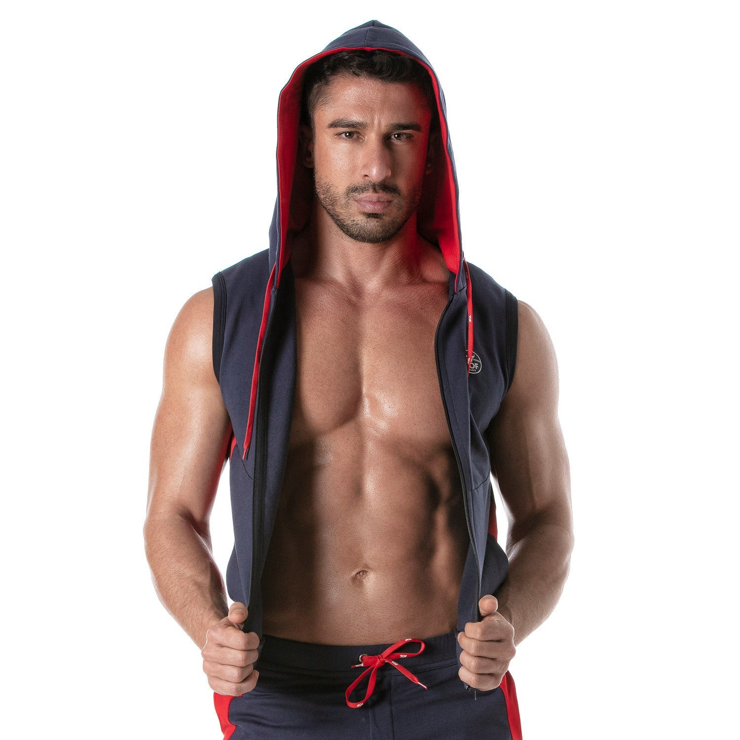 Ärmelloser Hoodie mit Frontreißverschluss – Navyblau - TOF Paris - Shop Deutschland Noodosz