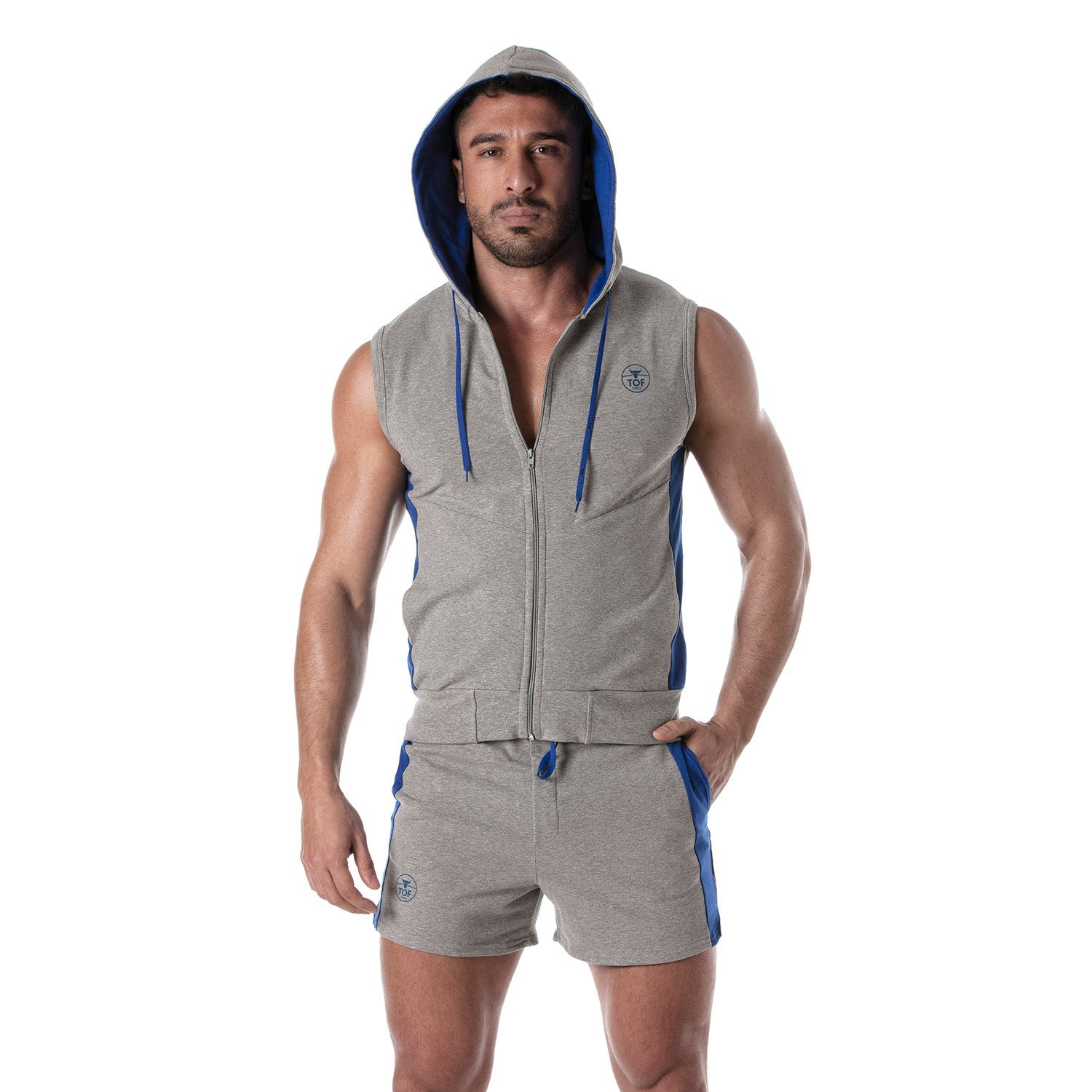 Ärmelloser Hoodie mit Reißverschluss – Grau - TOF Paris - Shop Deutschland Noodosz
