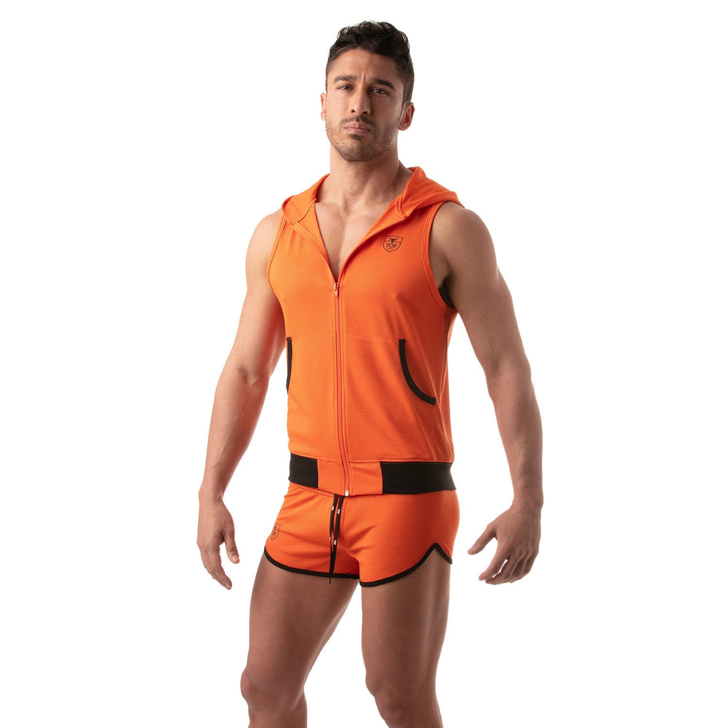 Ärmelloser Mesh - Hoodie - Orange - TOF Paris - Shop Deutschland Noodosz