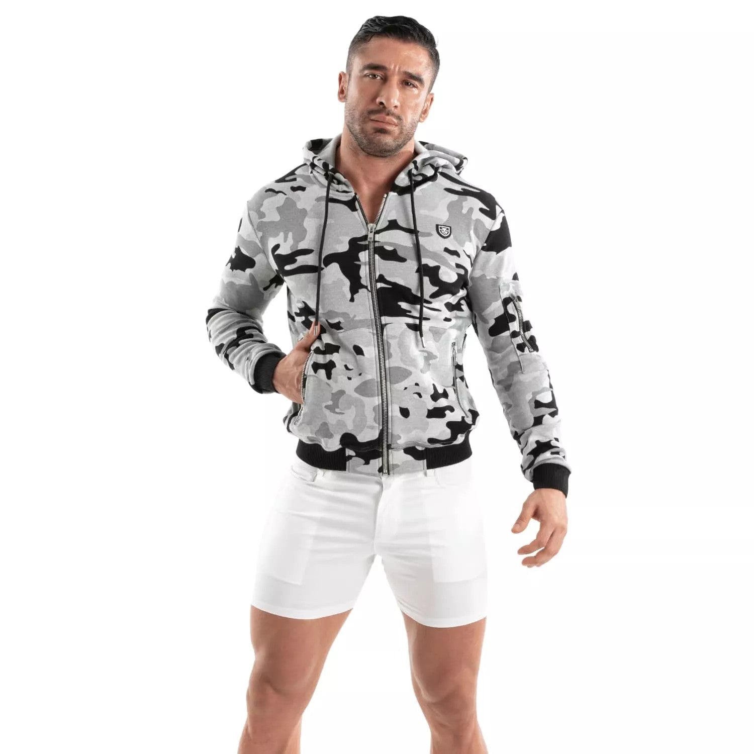 Camouflage - Fleece - Hoodie Schwarz/Grau - TOF Paris - Shop Deutschland Noodosz
