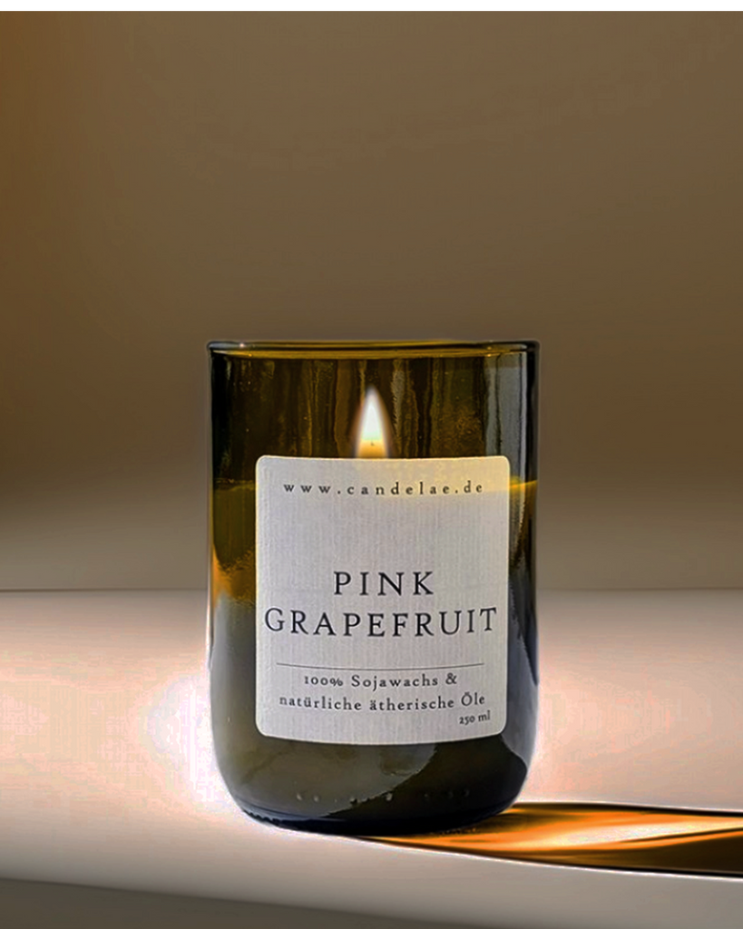 Pink Grapefruit Scented Candle by Candelae - Handmade with natural ingredients