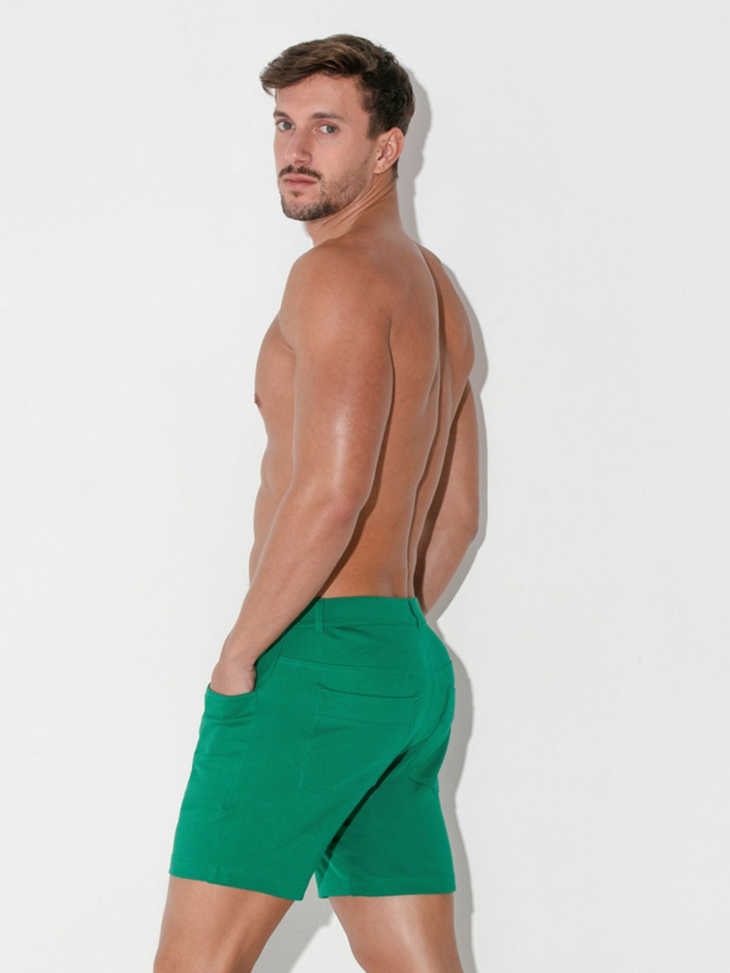 Code 22 - 5 POCKET STRETCH Chino Shorts Green 9712 - noodosz