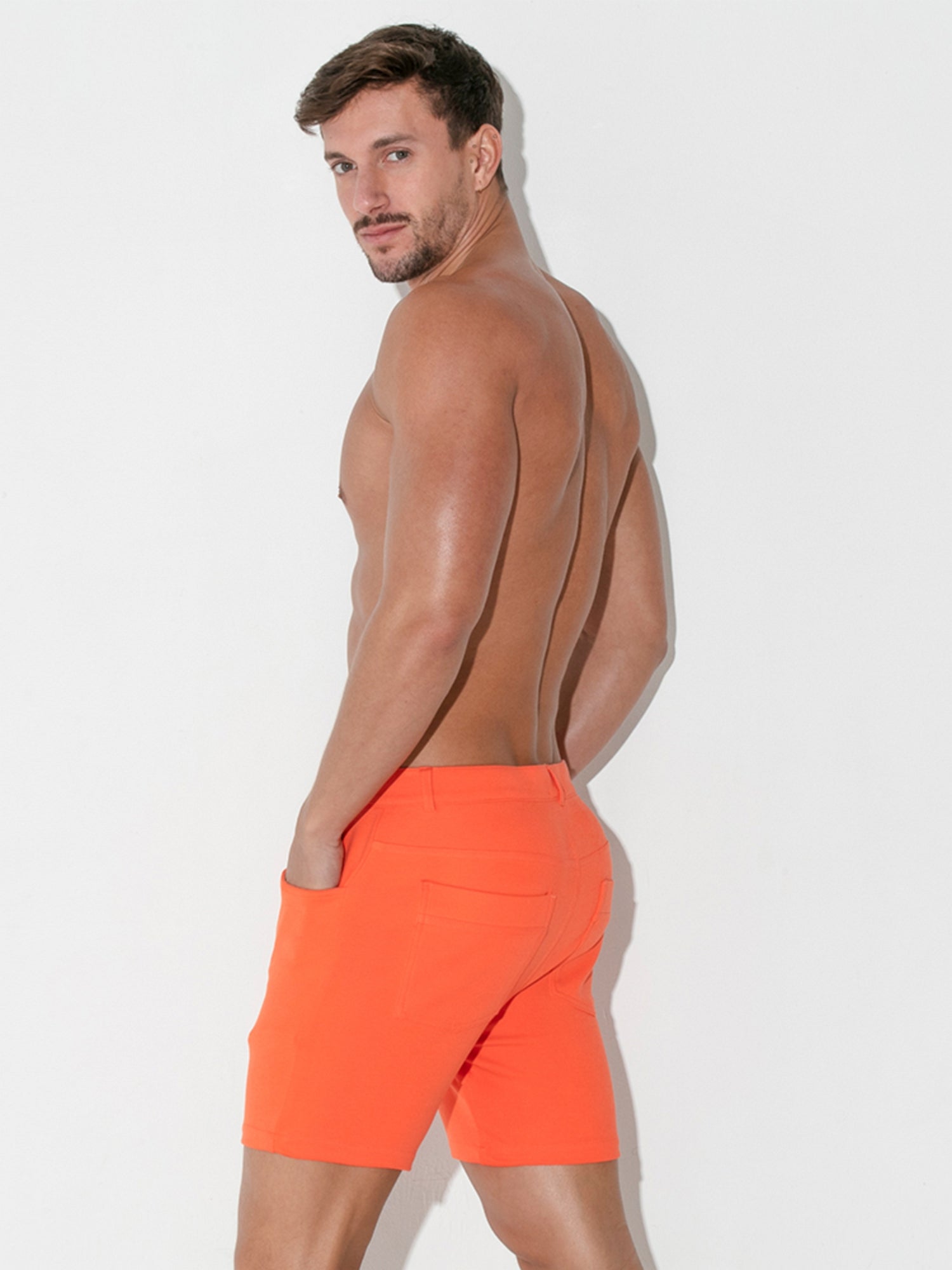 Code 22 - 5 POCKET STRETCH Chino Shorts Orange 9712 - noodosz