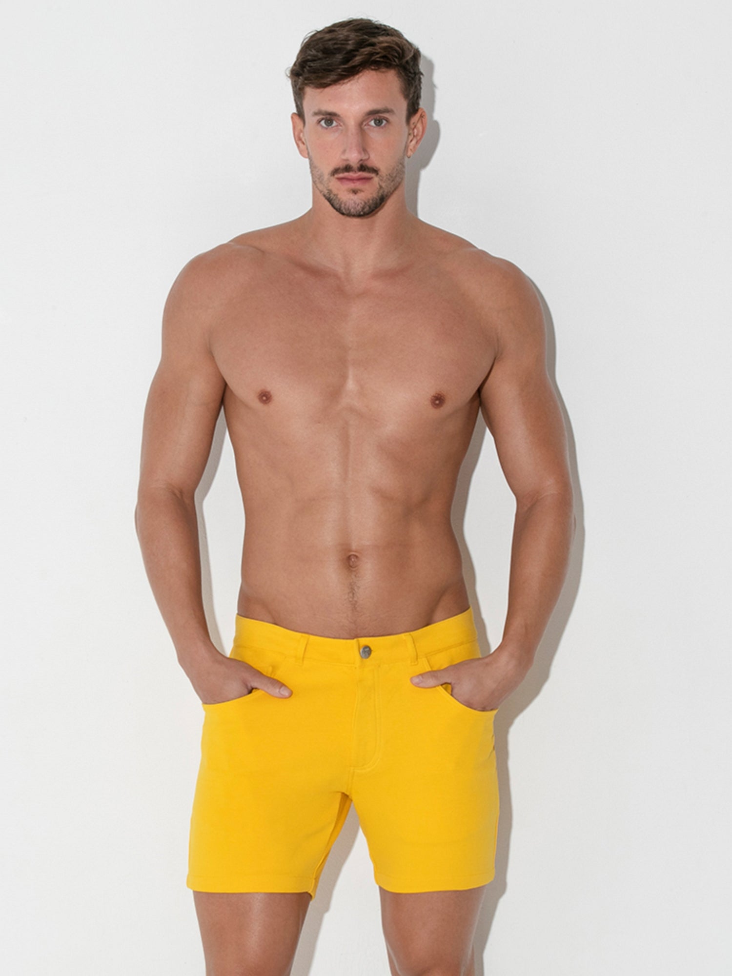 Code 22 - 5 POCKET STRETCH Chino Shorts Yellow 9712 - noodosz