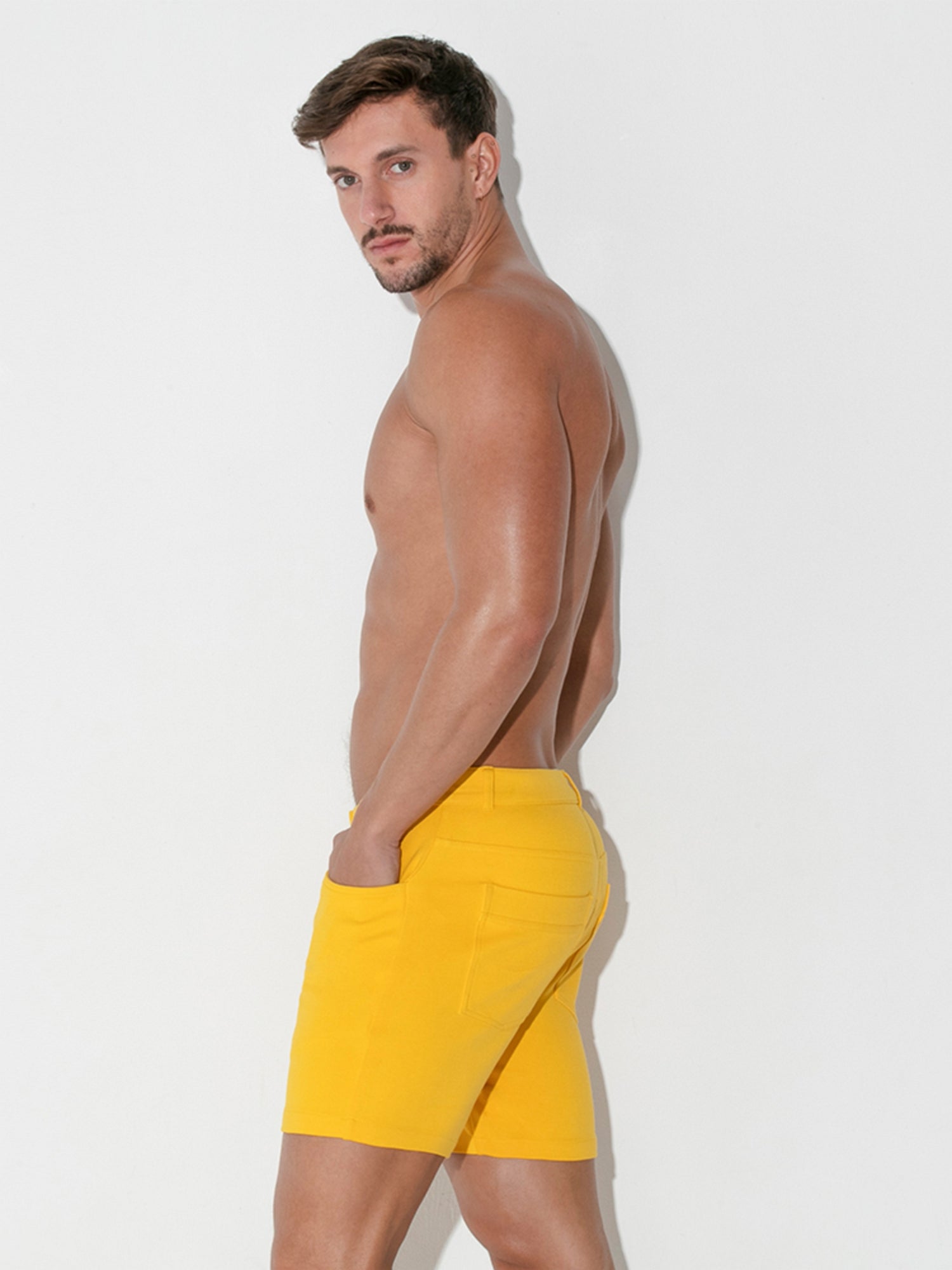 Code 22 - 5 POCKET STRETCH Chino Shorts Yellow 9712 - noodosz