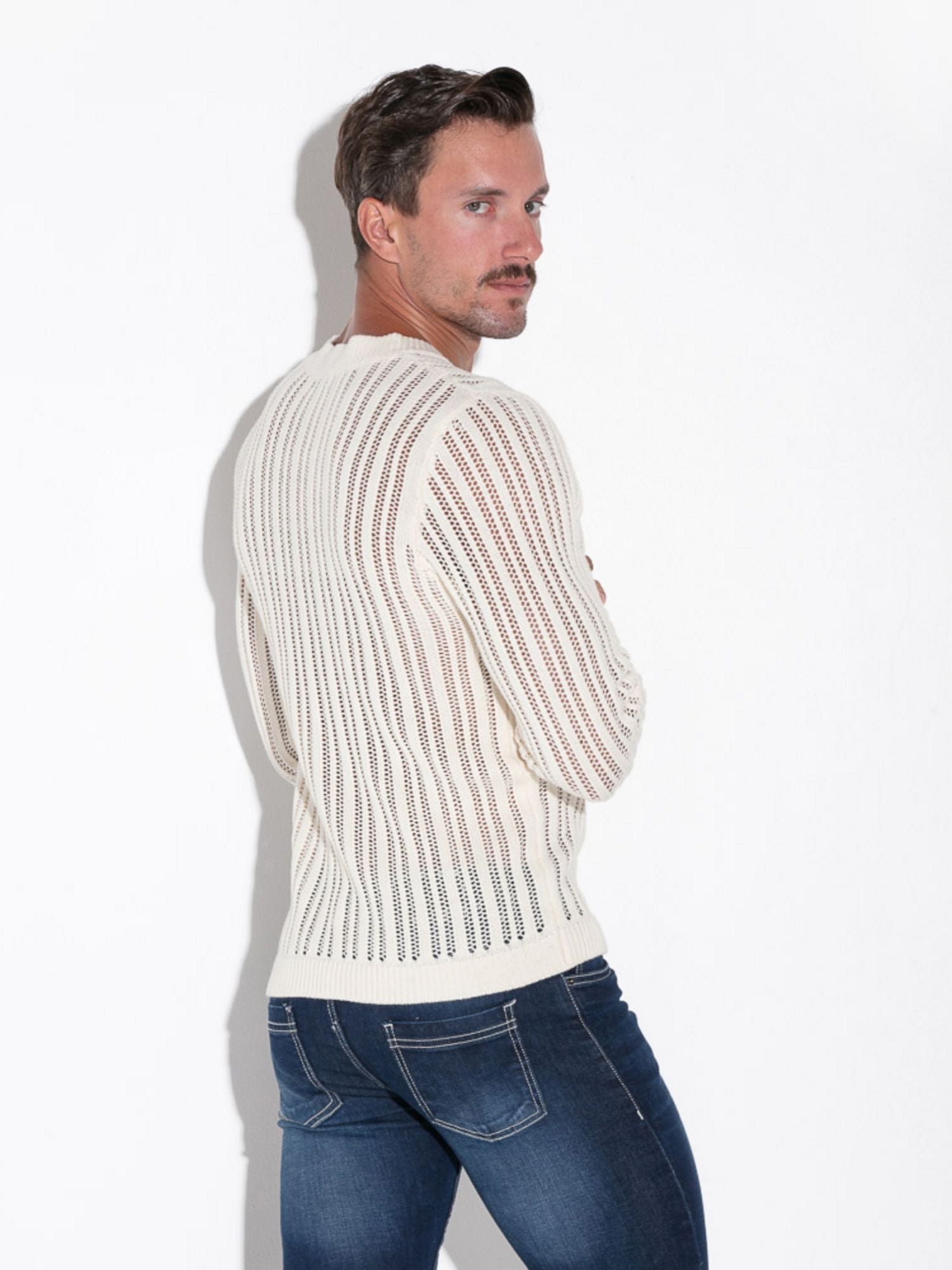 CODE 22 KNITTED HENLEY - 7005 Strick Langarm T-Shirt White - Code 22 - Shop Deutschland Noodosz