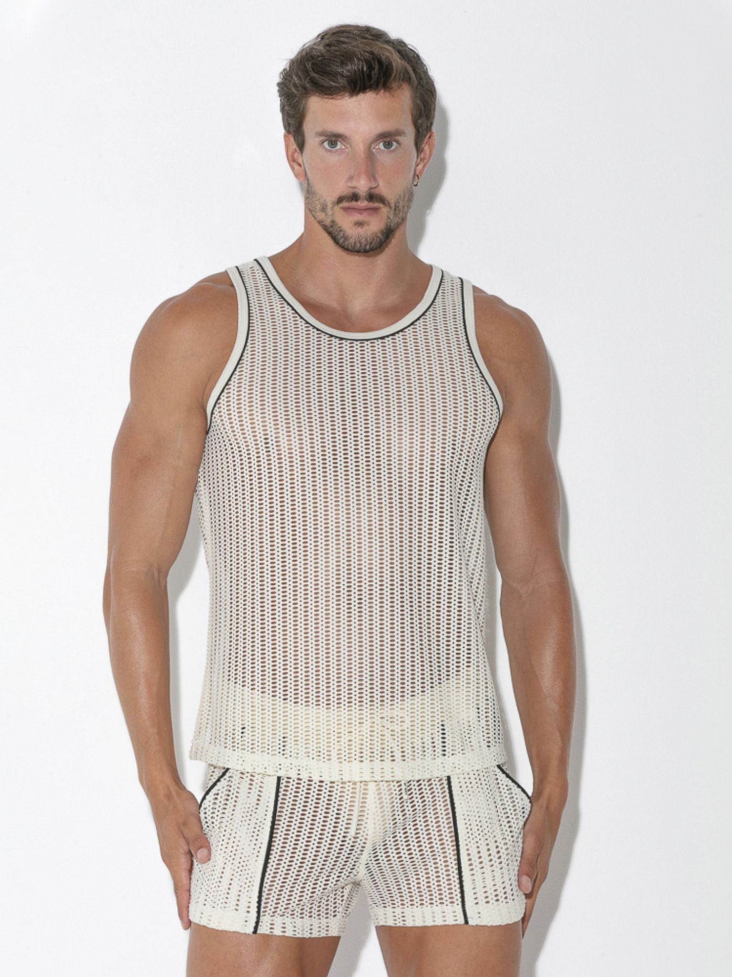 CODE 22 Openwork Jacquard Tank Top - 9627 - noodosz - Code 22 - Kleidung & Accessoires:Herren:Herrenmode:Shirts & Hemden:T - Shirts