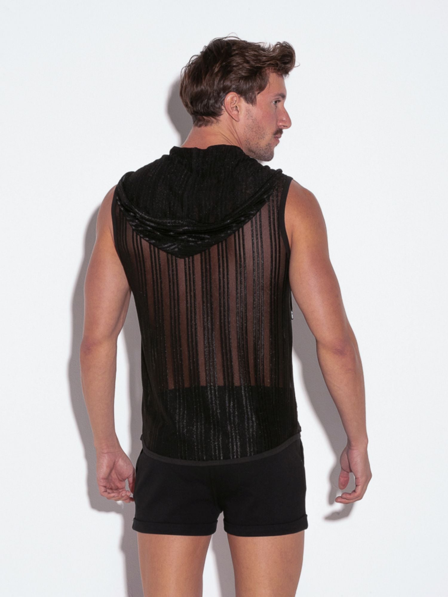 CODE 22 SHEER STRIPE SLEEVESS HOODY 9630, ärmelloses Kapuzenshirt - Code 22 - Shop Deutschland Noodosz