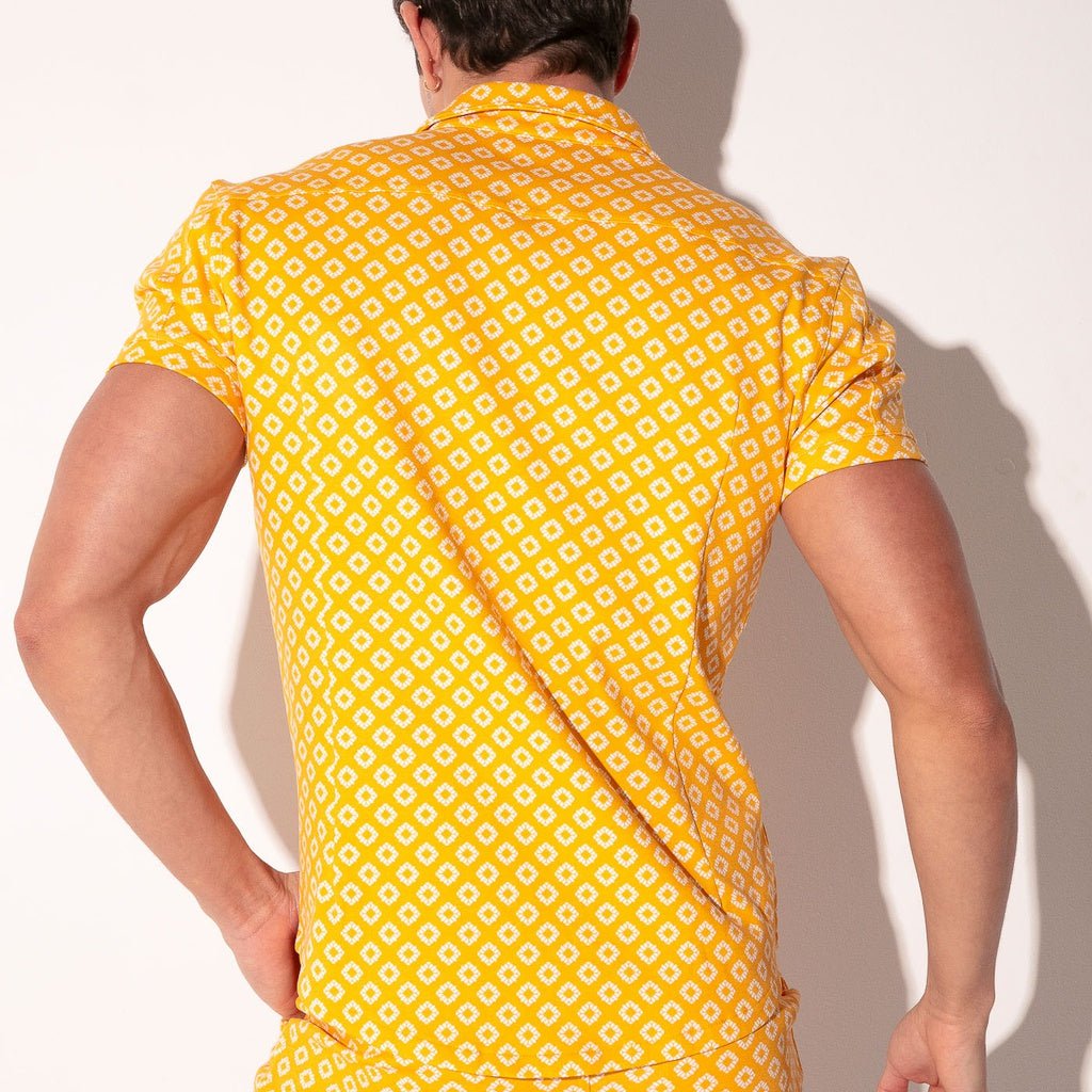 CODE 22 Stretch Hemd 9721, Freizeithemd bedruckt, mustard - noodosz - Code 22 - 