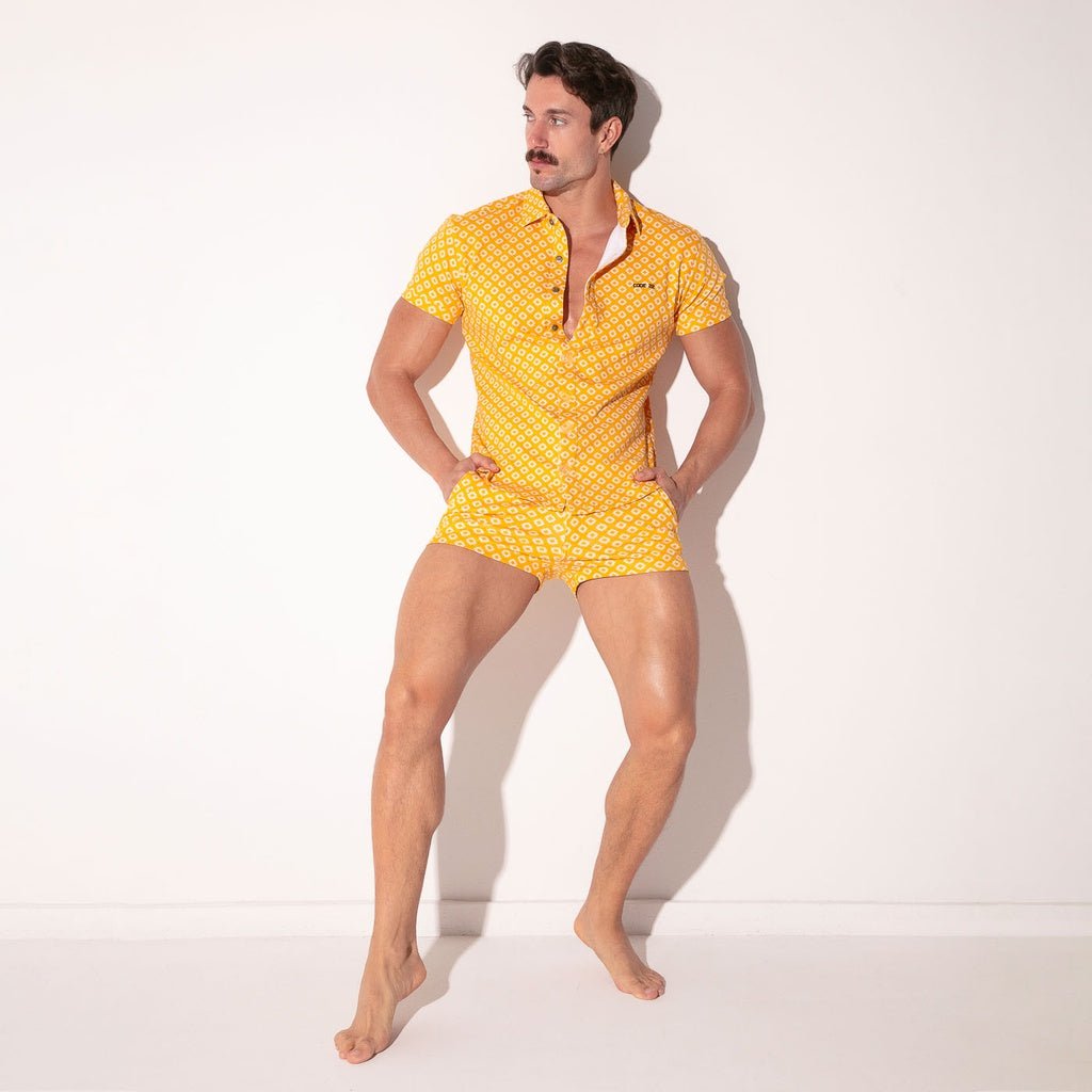 CODE 22 Stretch Hemd 9721, Freizeithemd bedruckt, mustard - noodosz - Code 22 - 