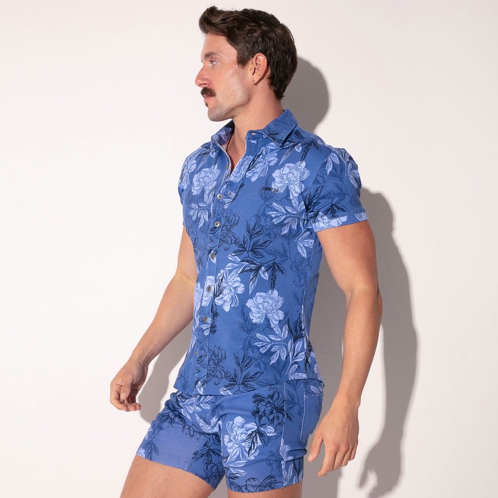 CODE 22 Stretch Hemd Lime 9721, Freizeithemd bedruckt, blue - noodosz - Code 22 - 