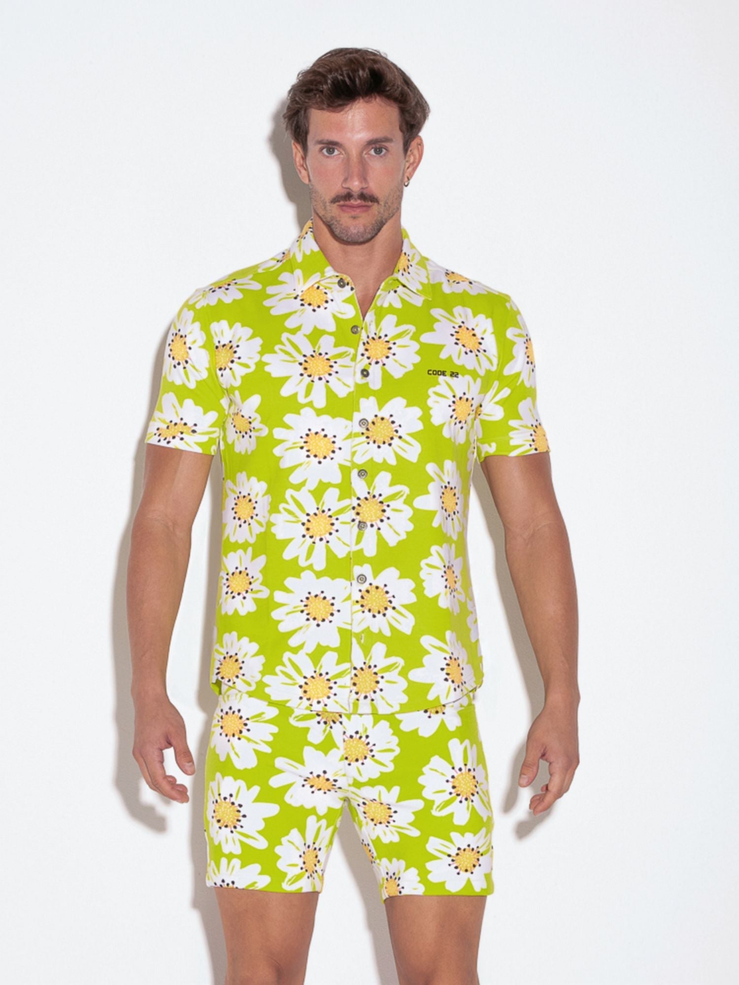 CODE 22 Stretch Hemd Lime 9721, Freizeithemd bedruckt - Code 22 - Shop Deutschland Noodosz
