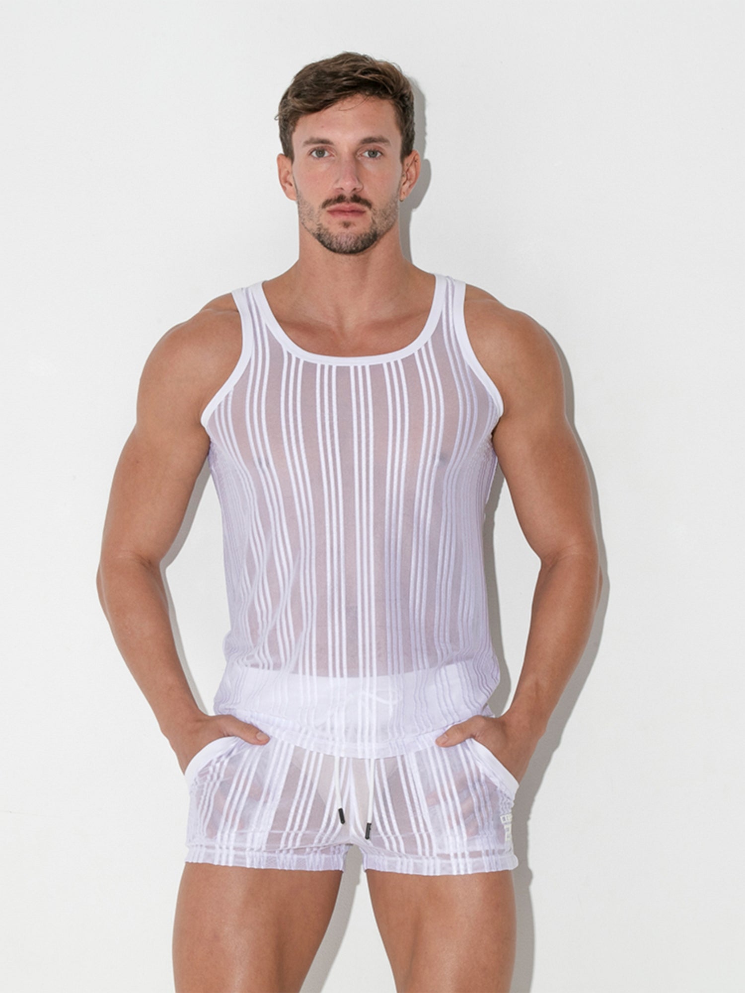 CODE 22 STRIPED MESH Tank Top - 9623 - noodosz CODE 22 STRIPED MESH Tank Top - 9623 Code 22 Kleidung & Accessoires:Herren:Herrenmode:Shirts & Hemden:T-Shirts nudosz.myshopify.com