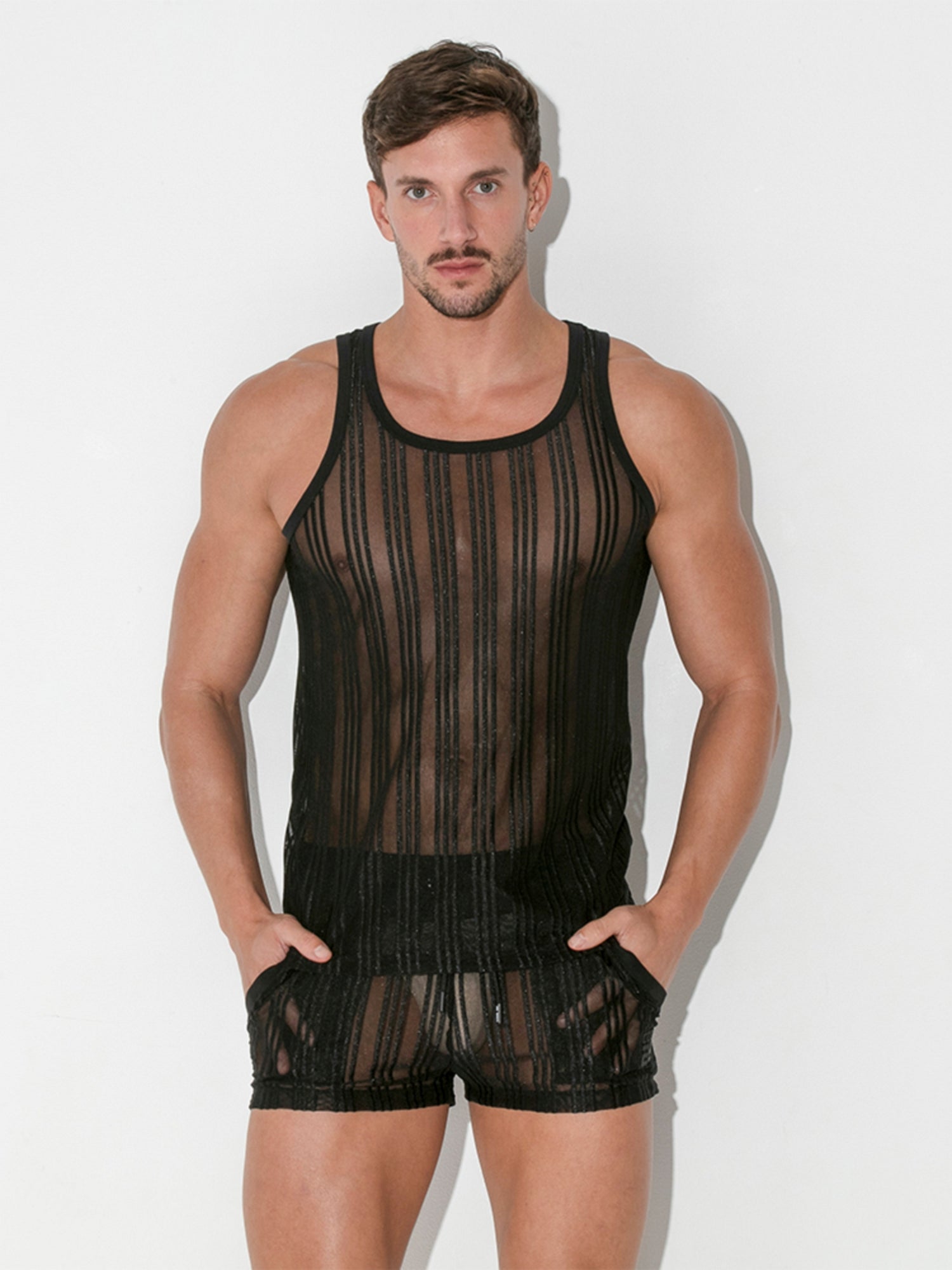 CODE 22 STRIPED MESH Tank Top - 9623 - noodosz CODE 22 STRIPED MESH Tank Top - 9623 Code 22 Kleidung & Accessoires:Herren:Herrenmode:Shirts & Hemden:T-Shirts nudosz.myshopify.com