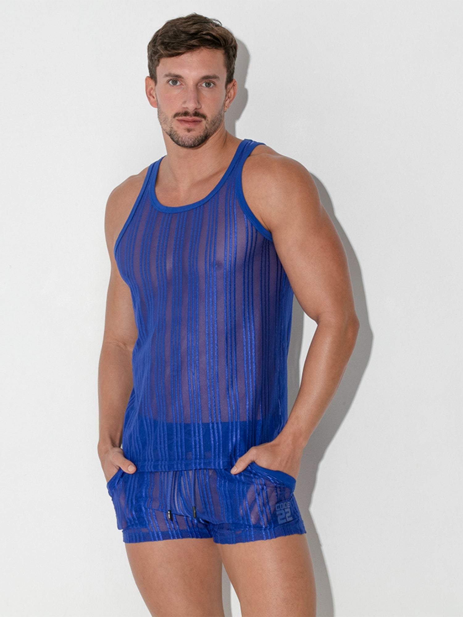 CODE 22 STRIPED MESH Tank Top - 9623 - noodosz CODE 22 STRIPED MESH Tank Top - 9623 Code 22 Kleidung & Accessoires:Herren:Herrenmode:Shirts & Hemden:T-Shirts nudosz.myshopify.com