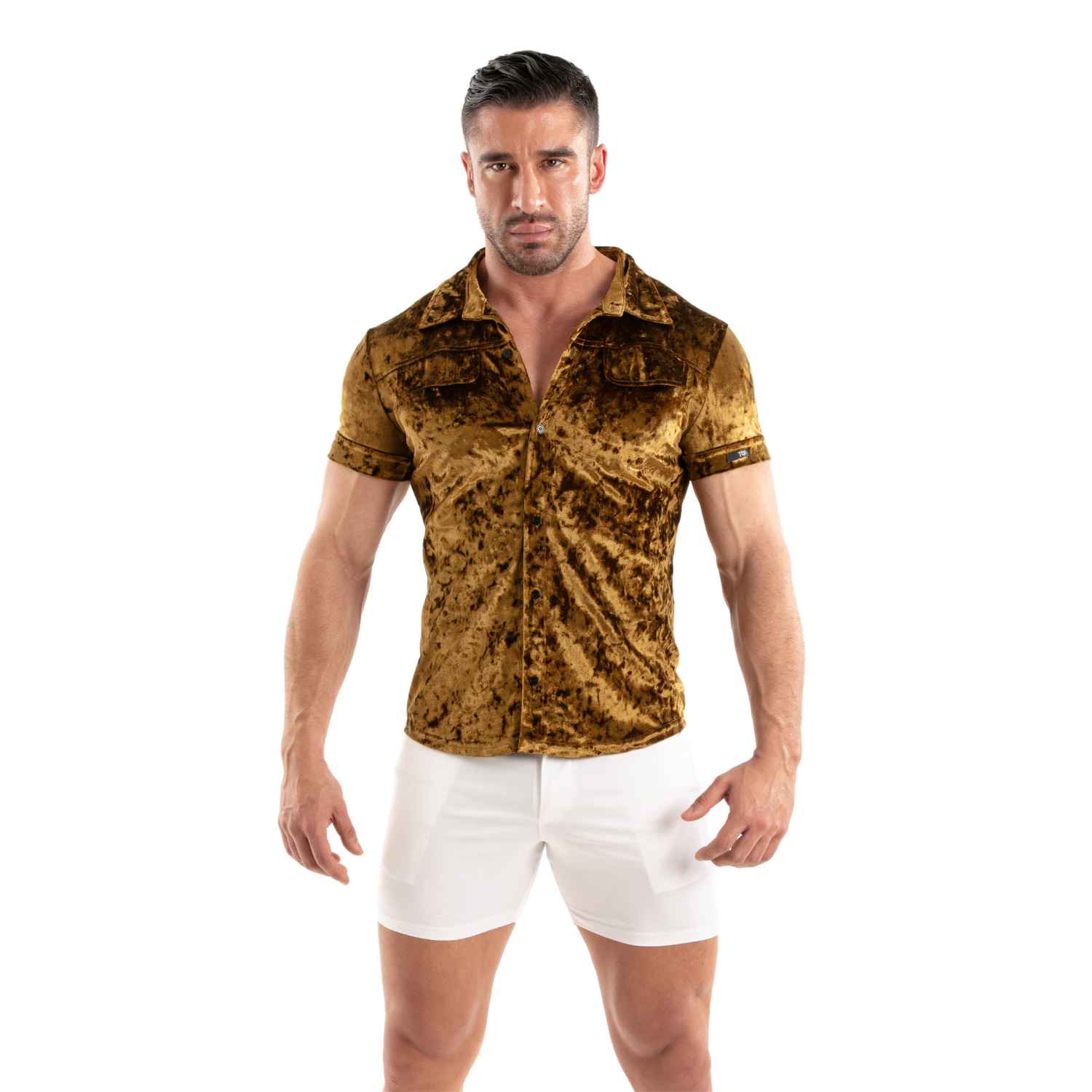 Crushed Velvet Shirt Gold - TOF Paris - Shop Deutschland Noodosz