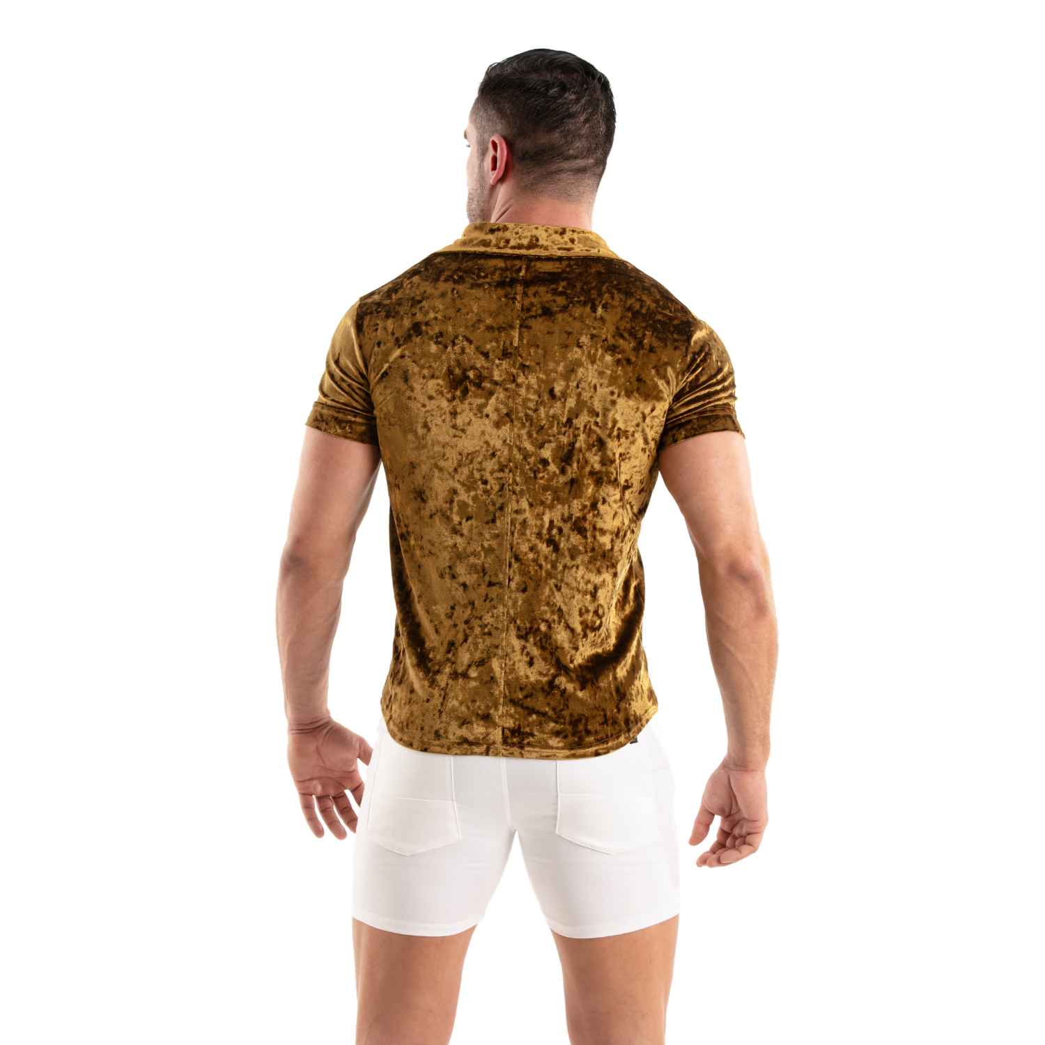 Crushed Velvet Shirt Gold - TOF Paris - Shop Deutschland Noodosz