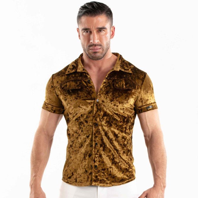 Crushed Velvet Shirt Gold - TOF Paris - Shop Deutschland Noodosz