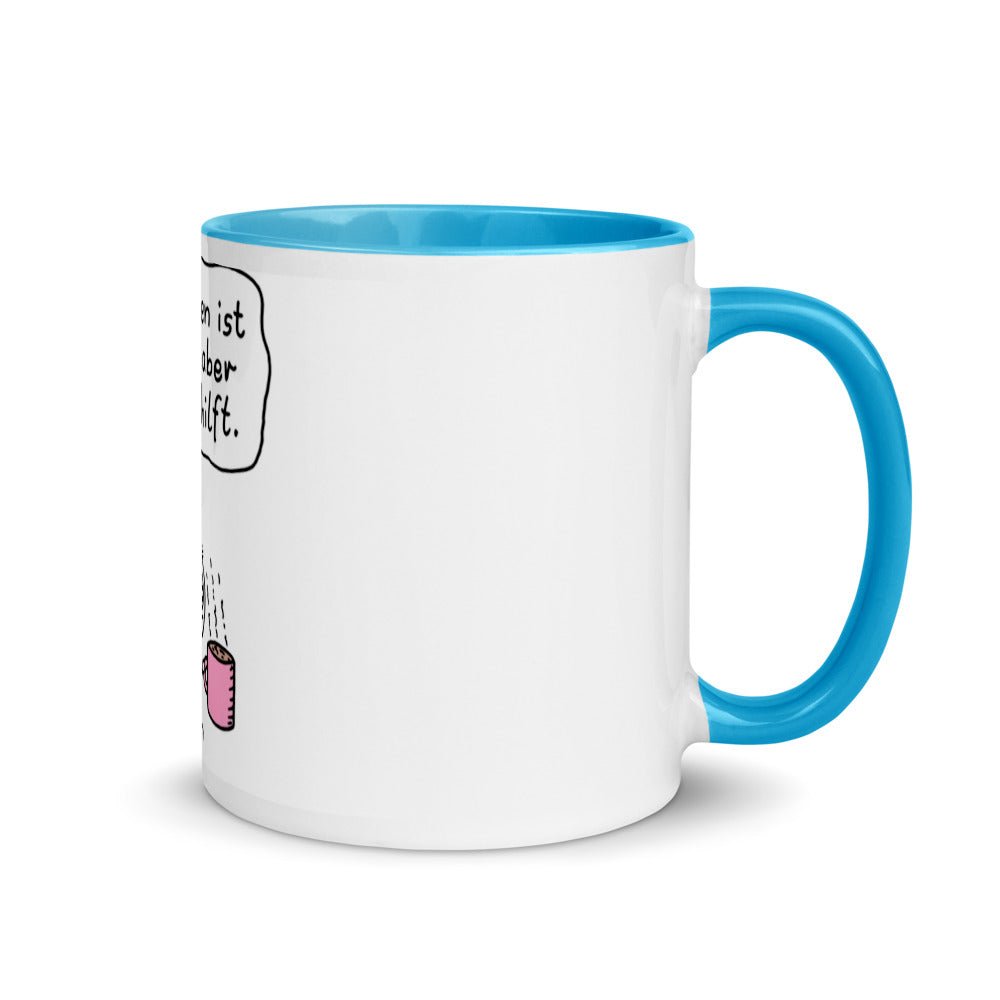 Das Leben ist brutal aber Kaffee hilft - Tasse mit farbiger Innenseite - NiZED - Shop Deutschland Noodosz