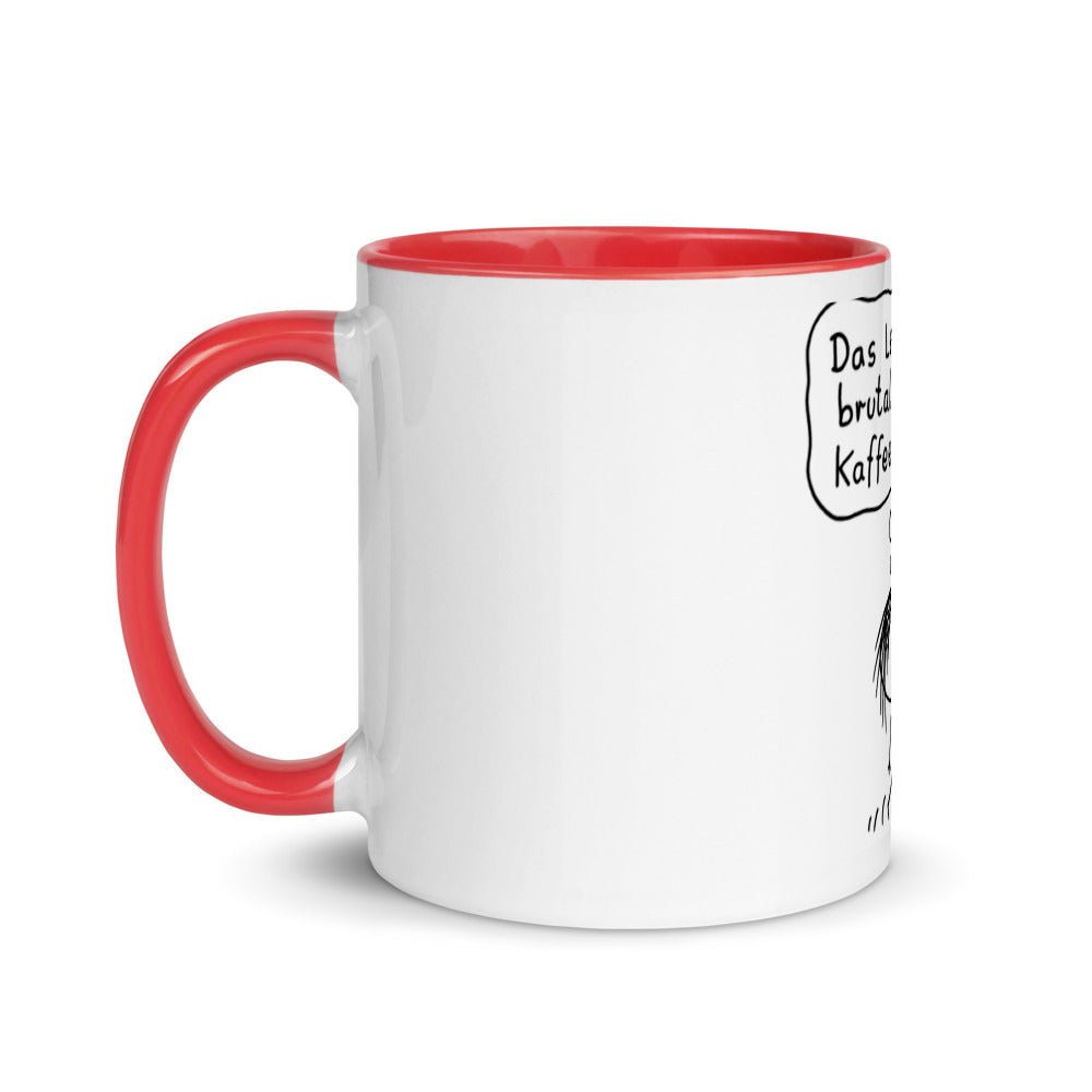 Das Leben ist brutal aber Kaffee hilft - Tasse mit farbiger Innenseite - NiZED - Shop Deutschland Noodosz