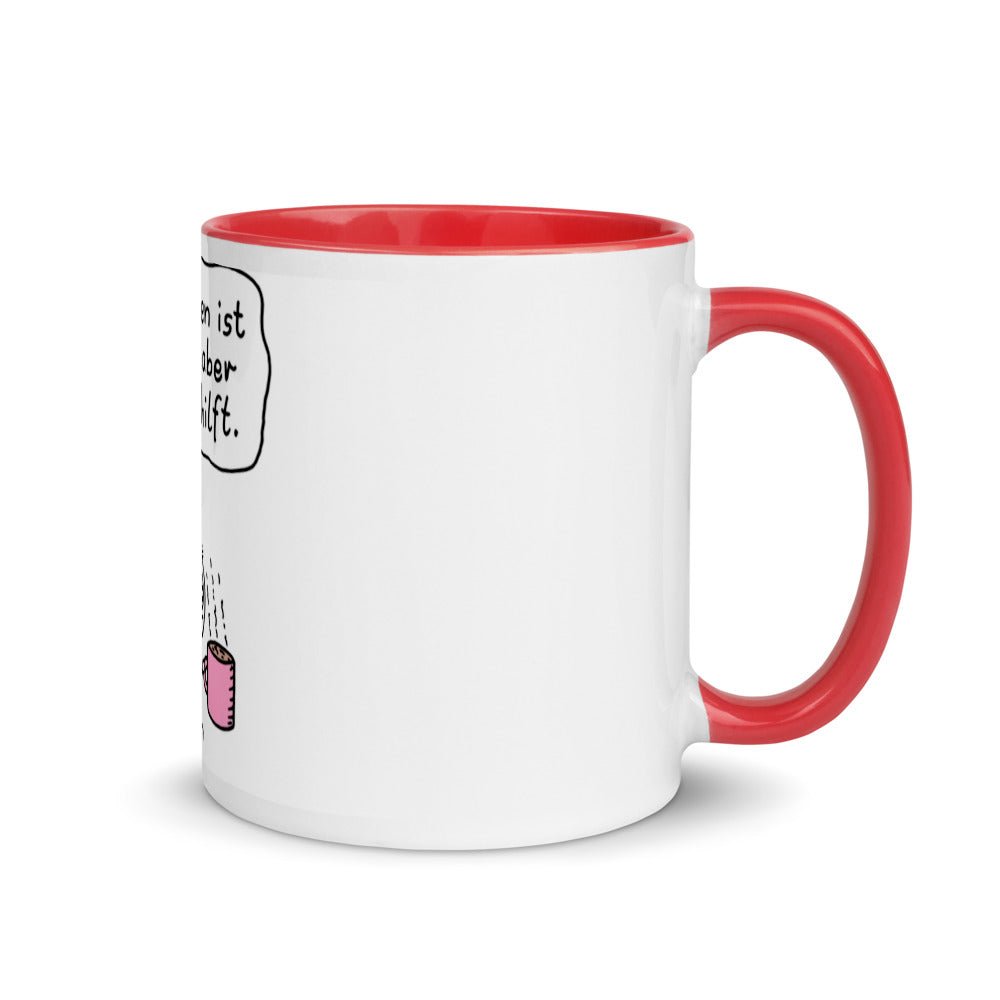 Das Leben ist brutal aber Kaffee hilft - Tasse mit farbiger Innenseite - NiZED - Shop Deutschland Noodosz