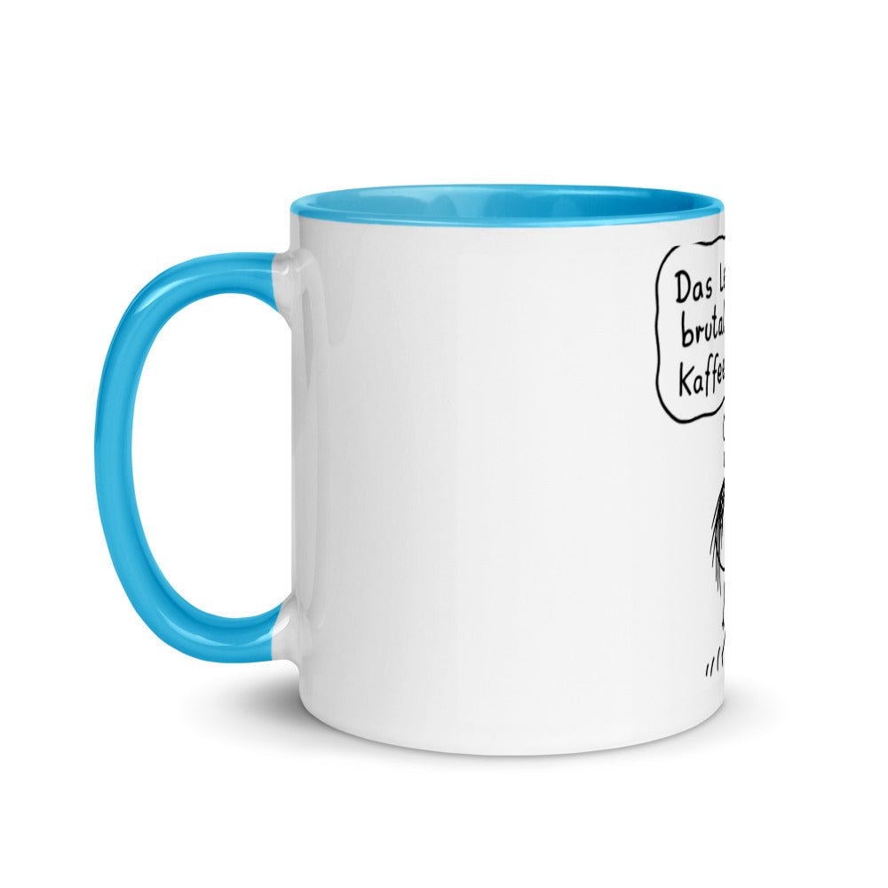 Das Leben ist brutal aber Kaffee hilft - Tasse mit farbiger Innenseite - NiZED - Shop Deutschland Noodosz