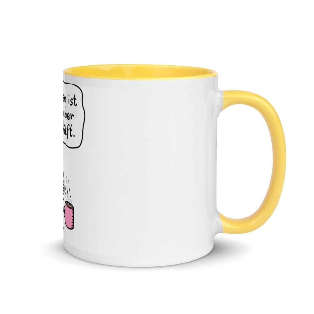Das Leben ist brutal aber Kaffee hilft - Tasse mit farbiger Innenseite - NiZED - Shop Deutschland Noodosz