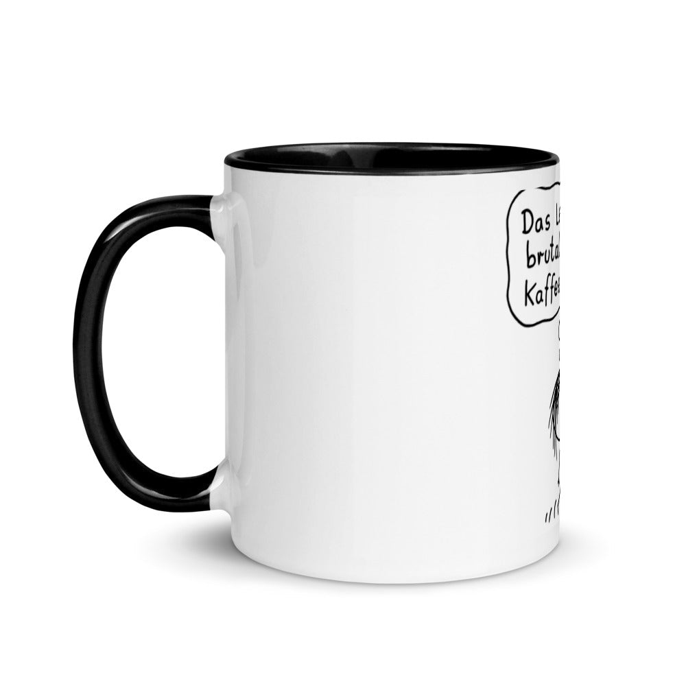 Das Leben ist brutal aber Kaffee hilft - Tasse mit farbiger Innenseite - NiZED - Shop Deutschland Noodosz
