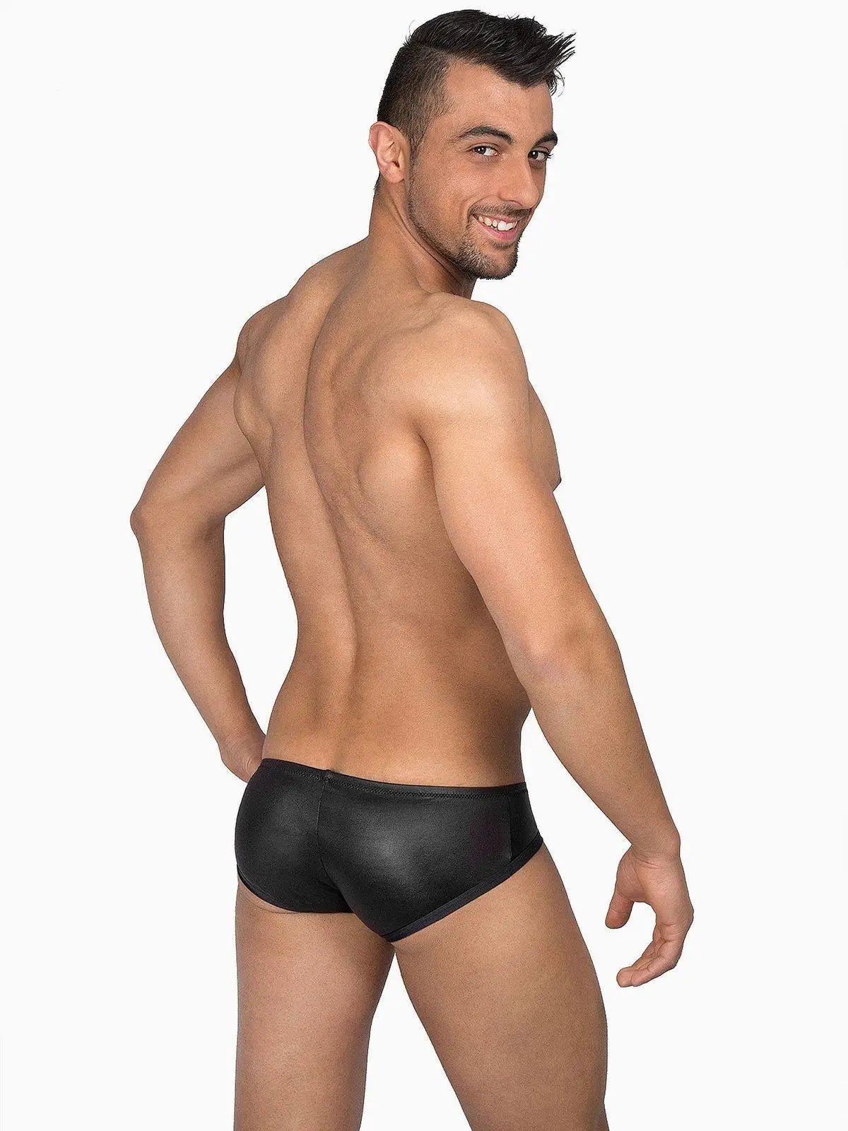 EROS VENEZIANI 7286 - Herren Lack Leder Fetish Slip Unterhose Unterwäsche Veganes Leder - noodosz