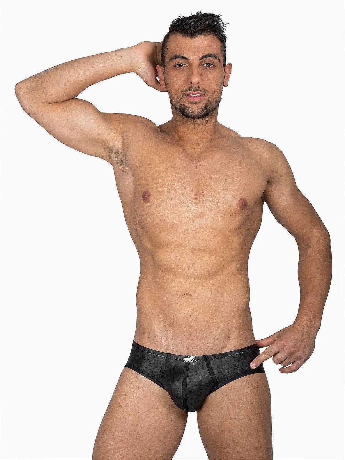 EROS VENEZIANI 7286 - Herren Lack Leder Fetish Slip Unterhose Unterwäsche Veganes Leder - noodosz