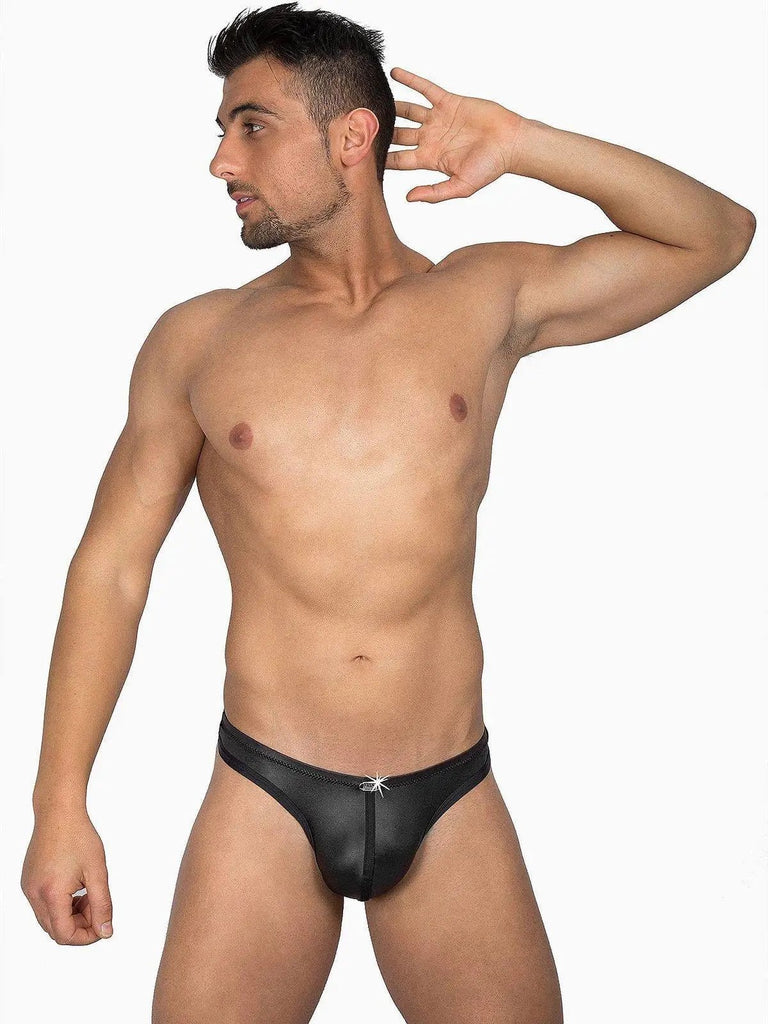 EROS VENEZIANI 7288 - Herren Lack Leder String Slip Tanga Stringtanga - noodosz