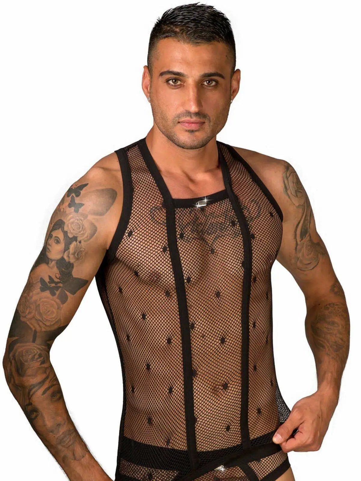 EROS VENEZIANI 7368 Herren Mesh Netz Unterhemd - Tank Top Muskelshirt - noodosz