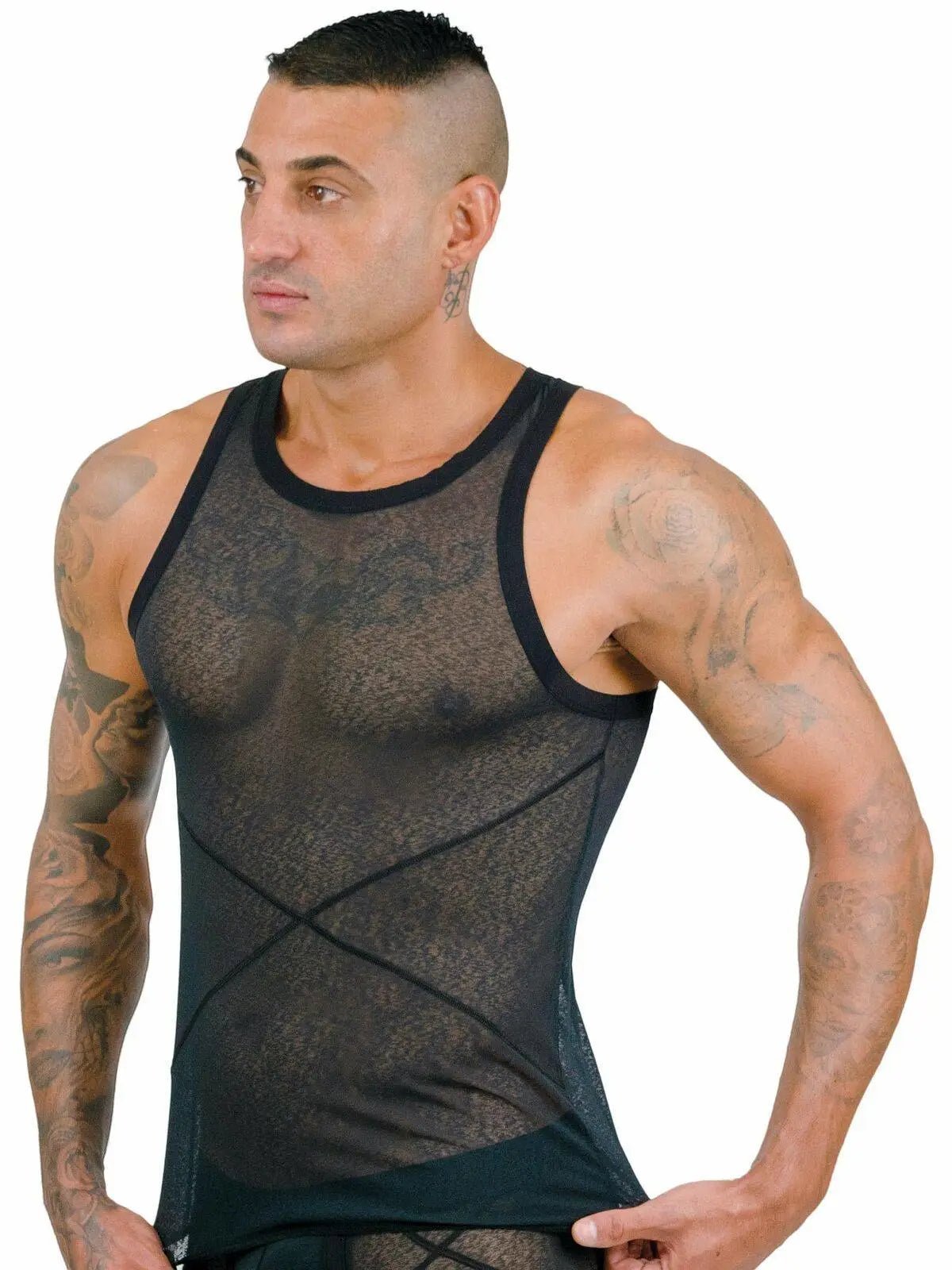 EROS VENEZIANI 7376 - Netz Mesh Tank Top Unterhemd Muscleshirt T-Shirt - noodosz