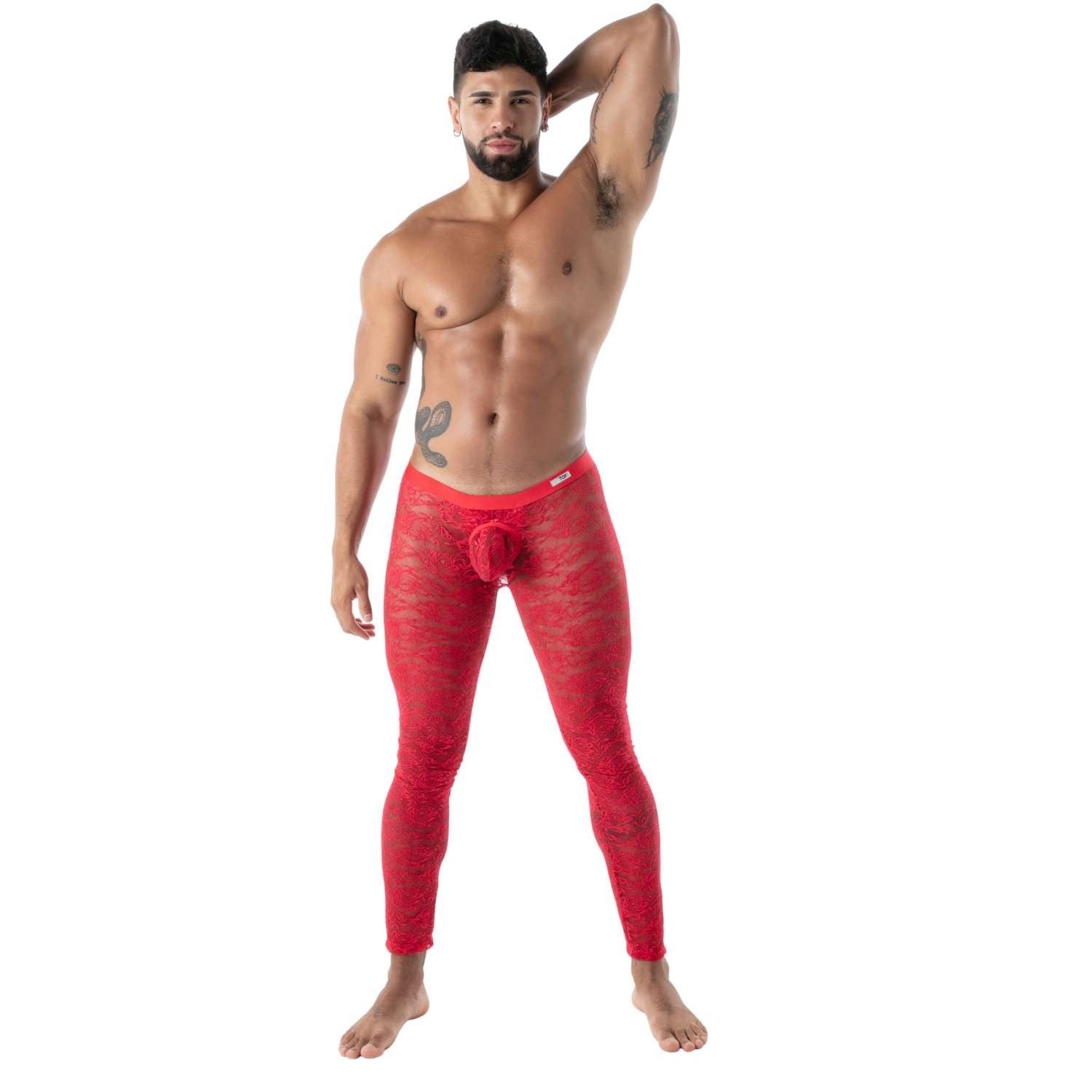 Fließende Spitze Open - Legging Rot - TOF Paris - Shop Deutschland Noodosz