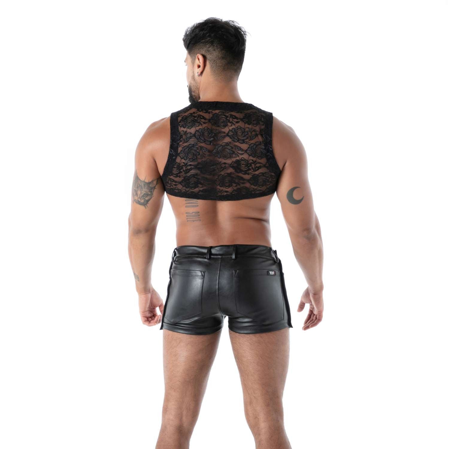 Fließendes Spitzen - Crop - Top mit Reißverschluss – Schwarz - TOF Paris - Shop Deutschland Noodosz