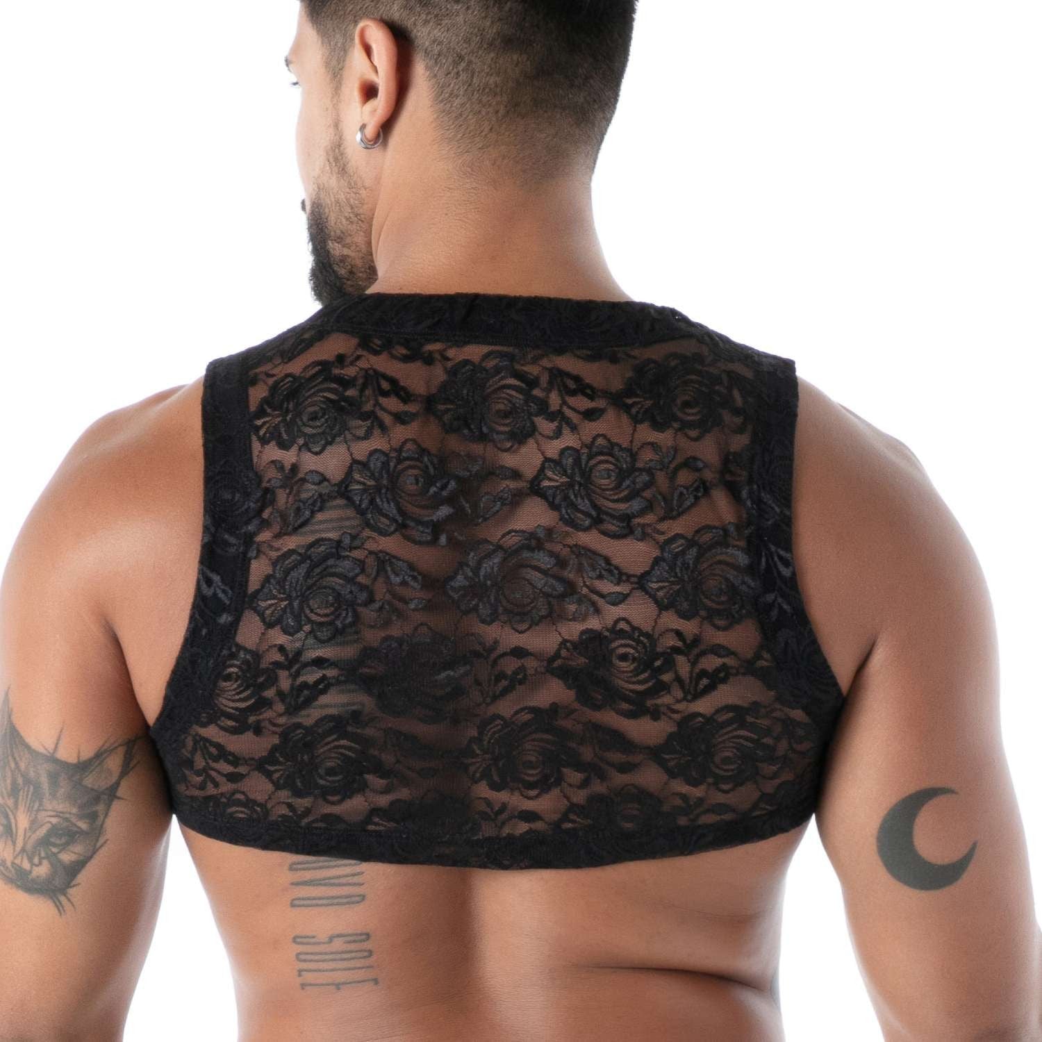 Fließendes Spitzen - Crop - Top mit Reißverschluss – Schwarz - TOF Paris - Shop Deutschland Noodosz