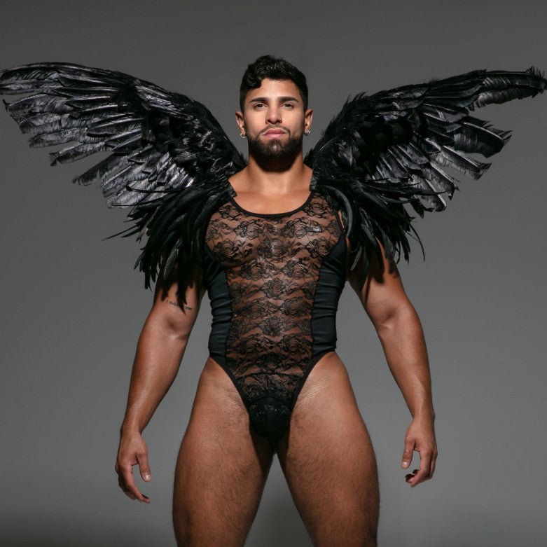 Fluid Lace Open Bodythong Black - noodosz - TOF Paris - 