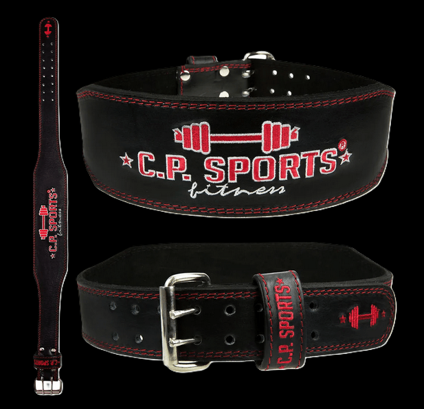 Gewichthebergürtel - Leder - Schwarz Rot C.P. Sports - T901 - MG Sports Company - Shop Deutschland Noodosz