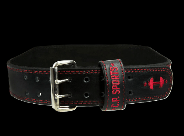 Gewichthebergürtel - Leder - Schwarz Rot C.P. Sports - T901 - MG Sports Company - Shop Deutschland Noodosz