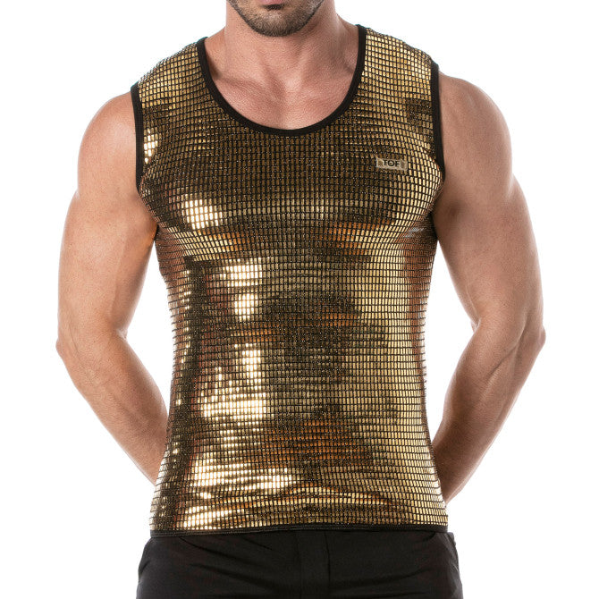Glitter Tank Top Gold For Men